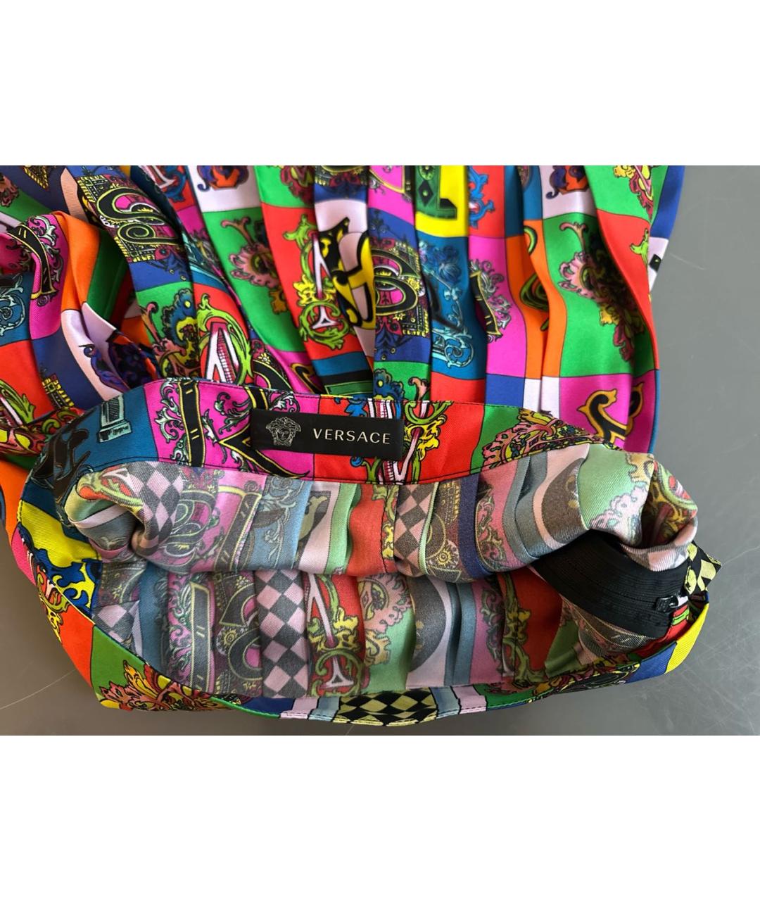 VERSACE Мульти шелковая юбка мини, фото 3