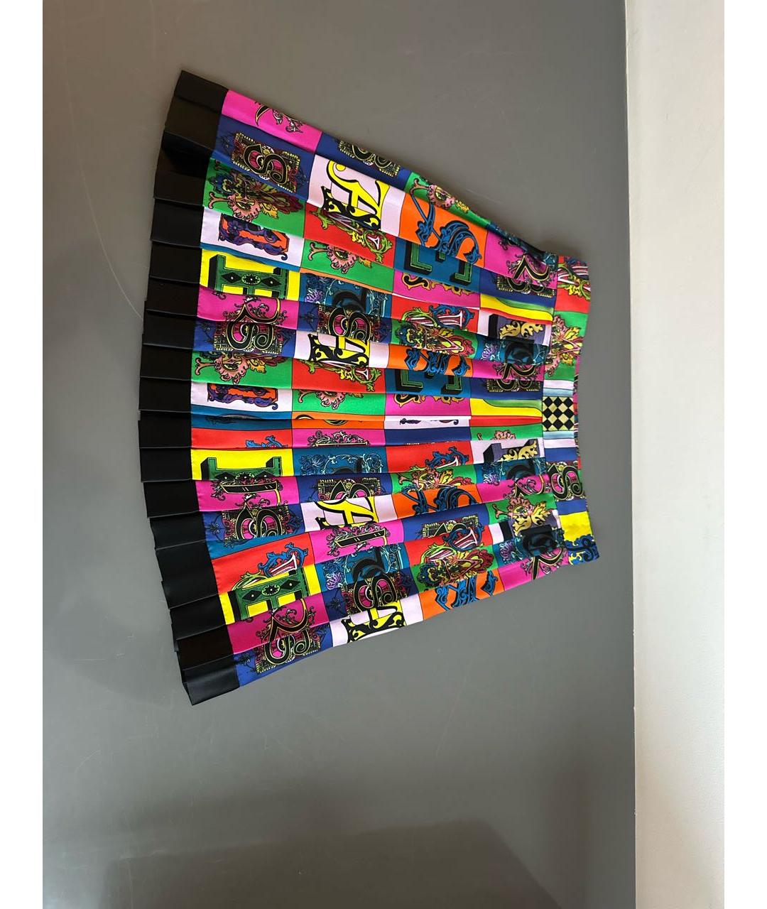 VERSACE Мульти шелковая юбка мини, фото 2