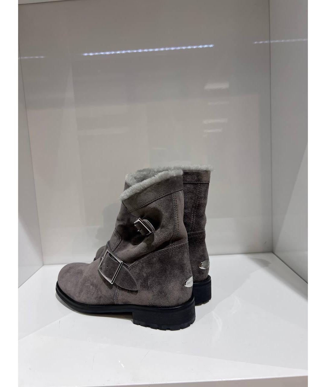 JIMMY CHOO Серые замшевые ботинки, фото 3