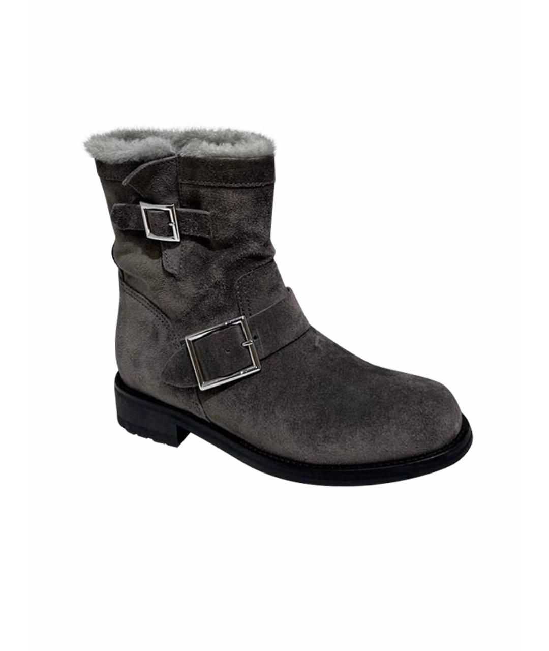 JIMMY CHOO Серые замшевые ботинки, фото 1