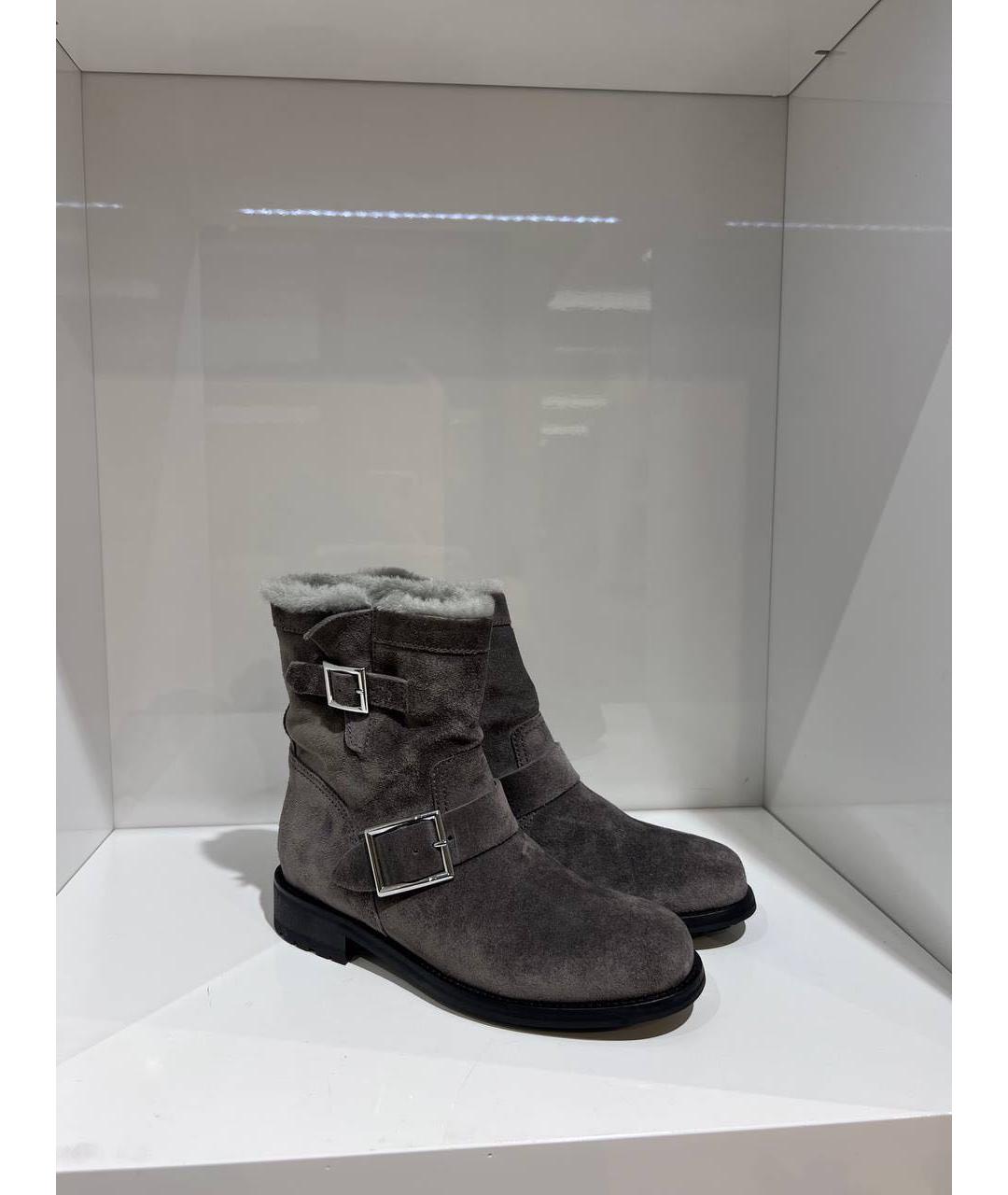 JIMMY CHOO Серые замшевые ботинки, фото 4