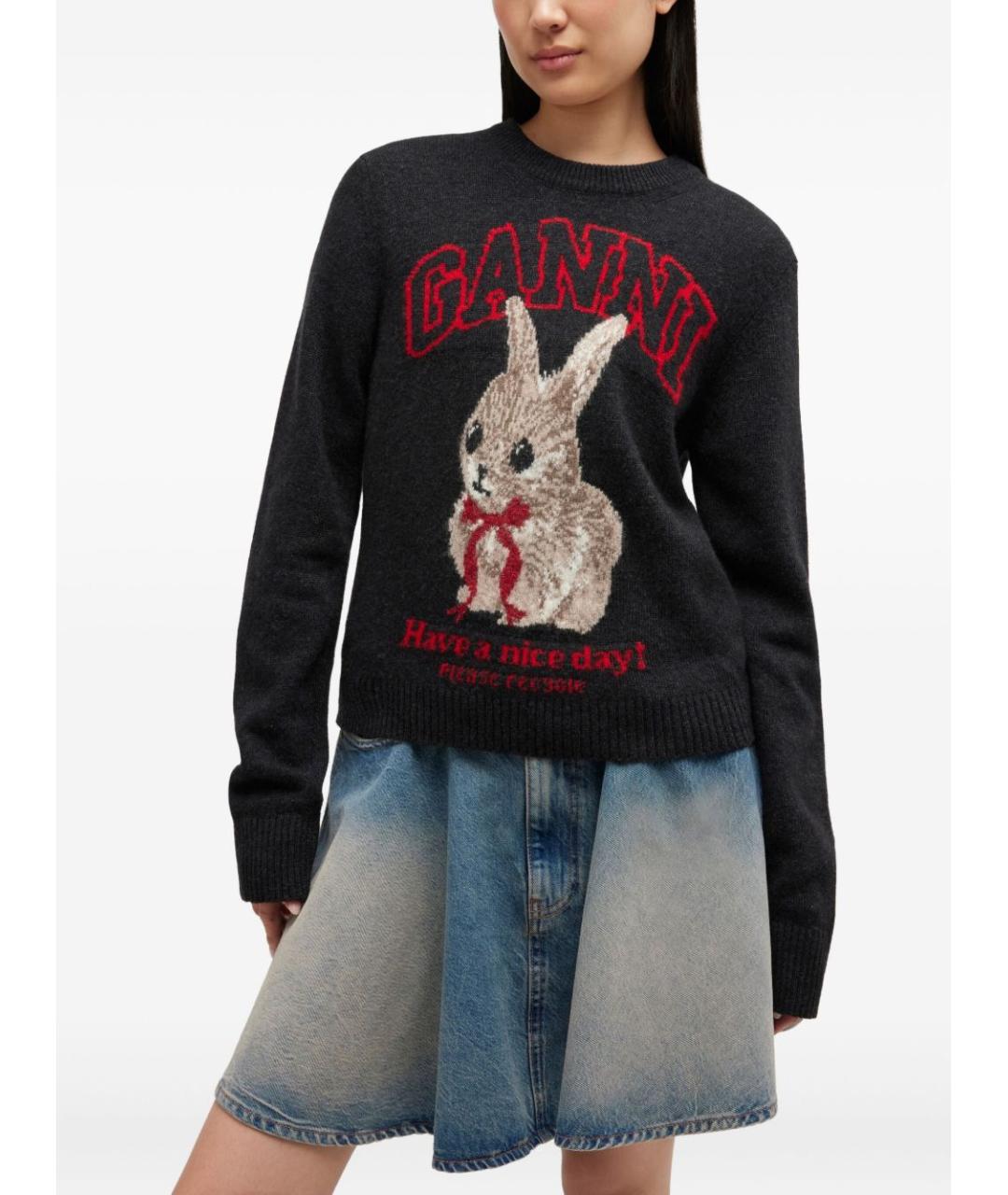 GANNI Черный шерстяной джемпер / свитер, фото 3