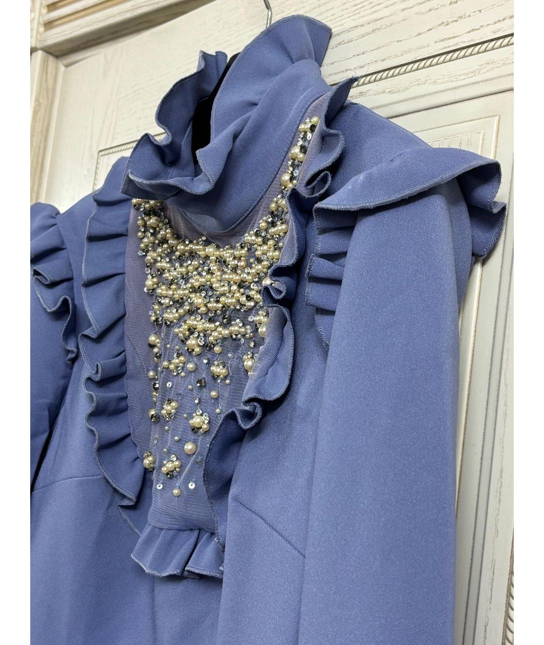 ELISABETTA FRANCHI Голубое полиэстеровое вечернее платье, фото 3