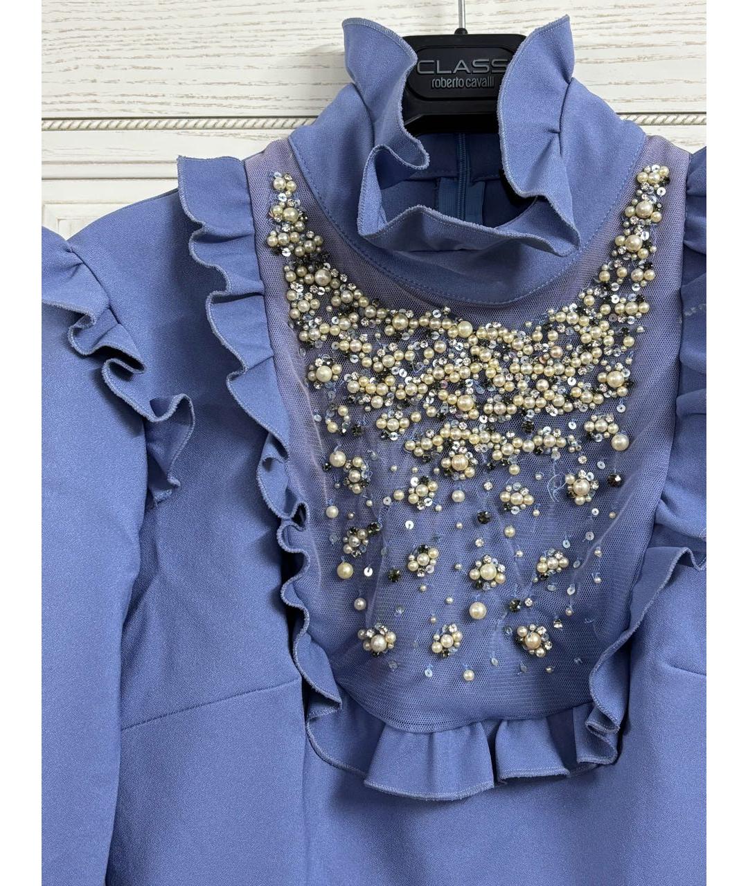 ELISABETTA FRANCHI Голубое полиэстеровое вечернее платье, фото 4