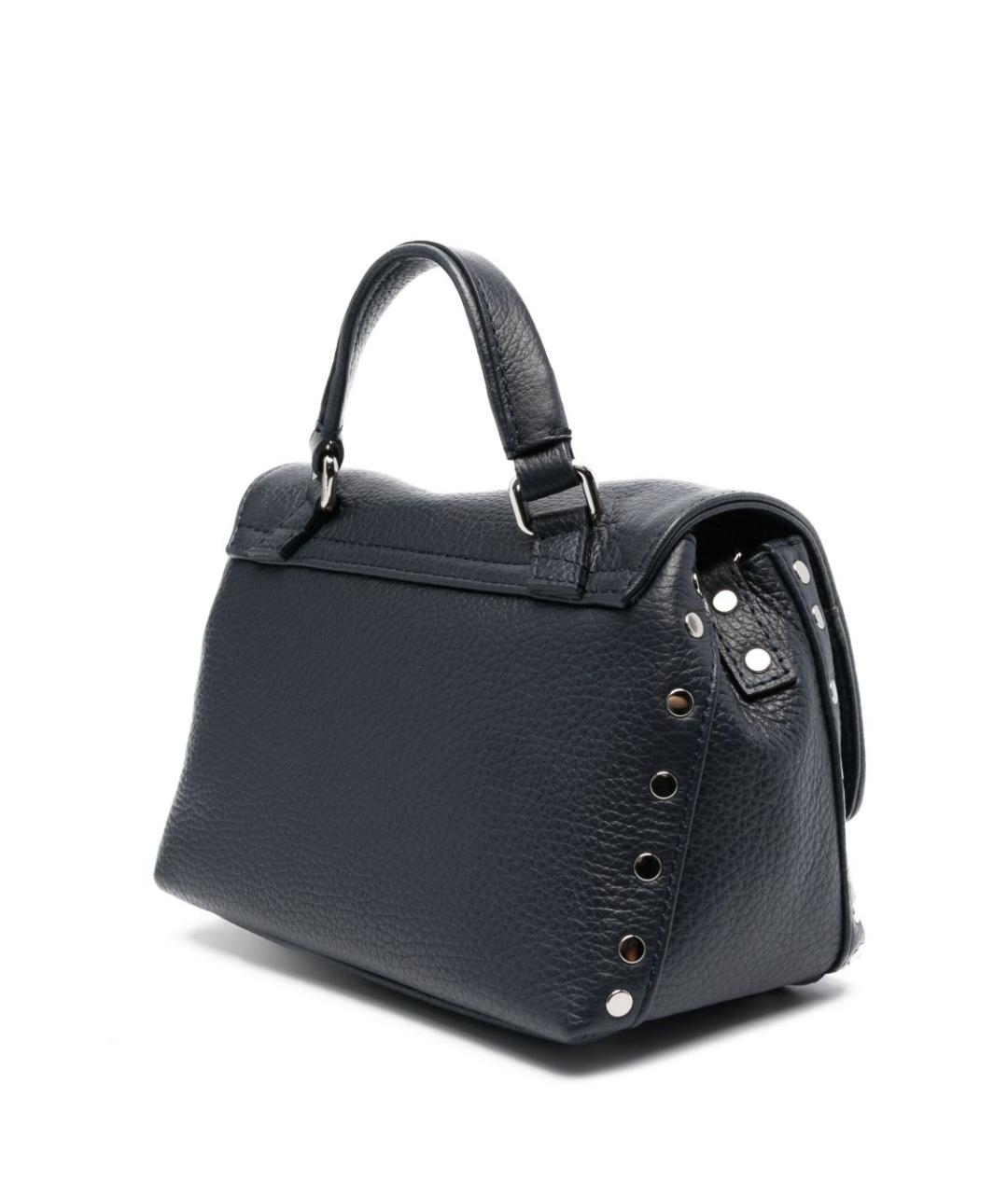 ZANELLATO Синяя кожаная сумка с короткими ручками, фото 2