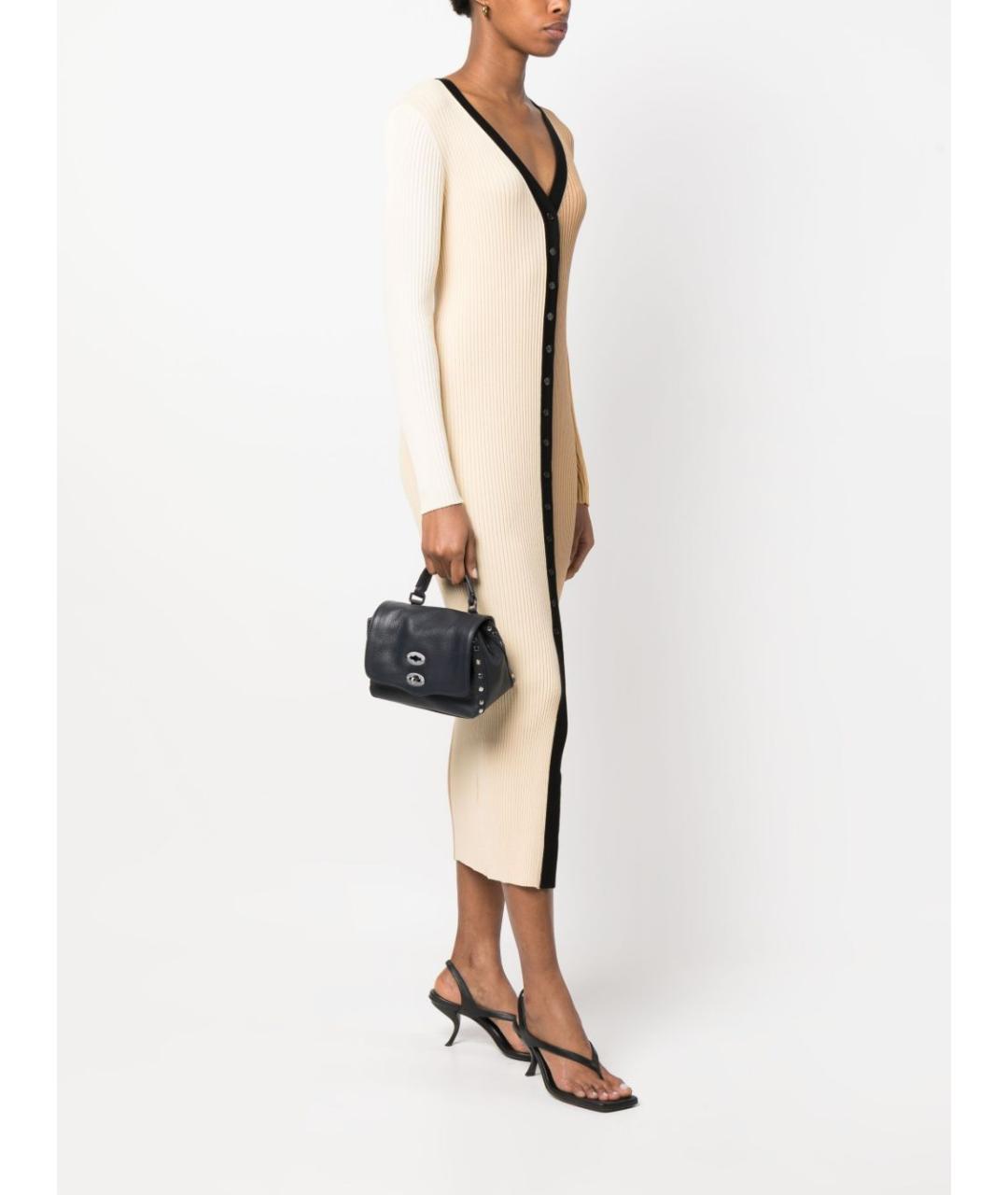 ZANELLATO Синяя кожаная сумка с короткими ручками, фото 5