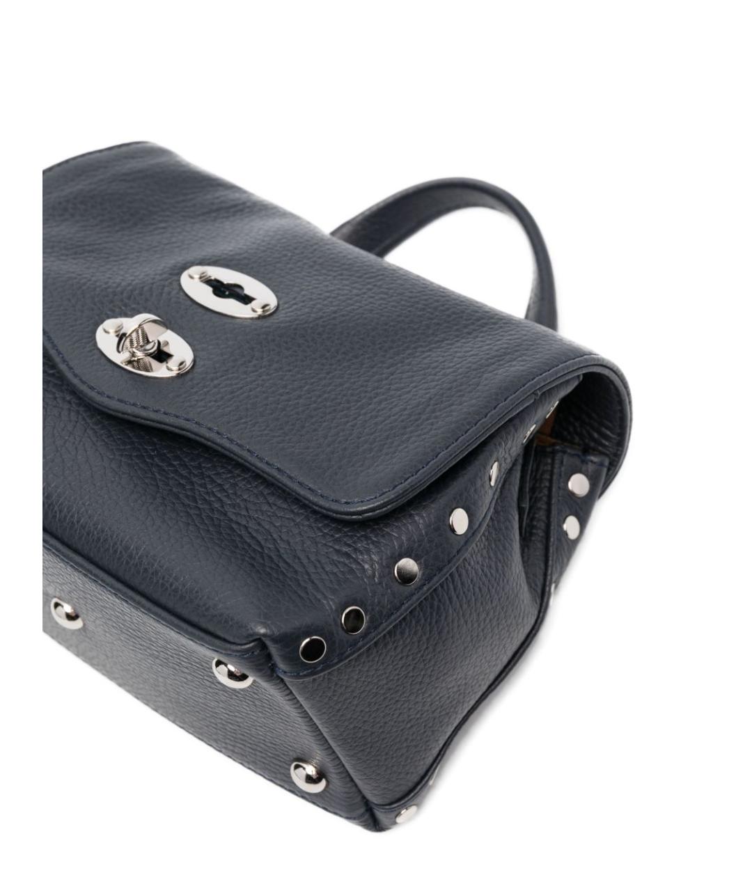 ZANELLATO Синяя кожаная сумка с короткими ручками, фото 3