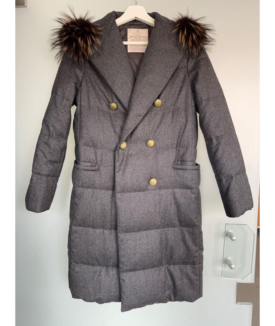 BRUNELLO CUCINELLI Антрацитовый шерстяной пуховик, фото 7