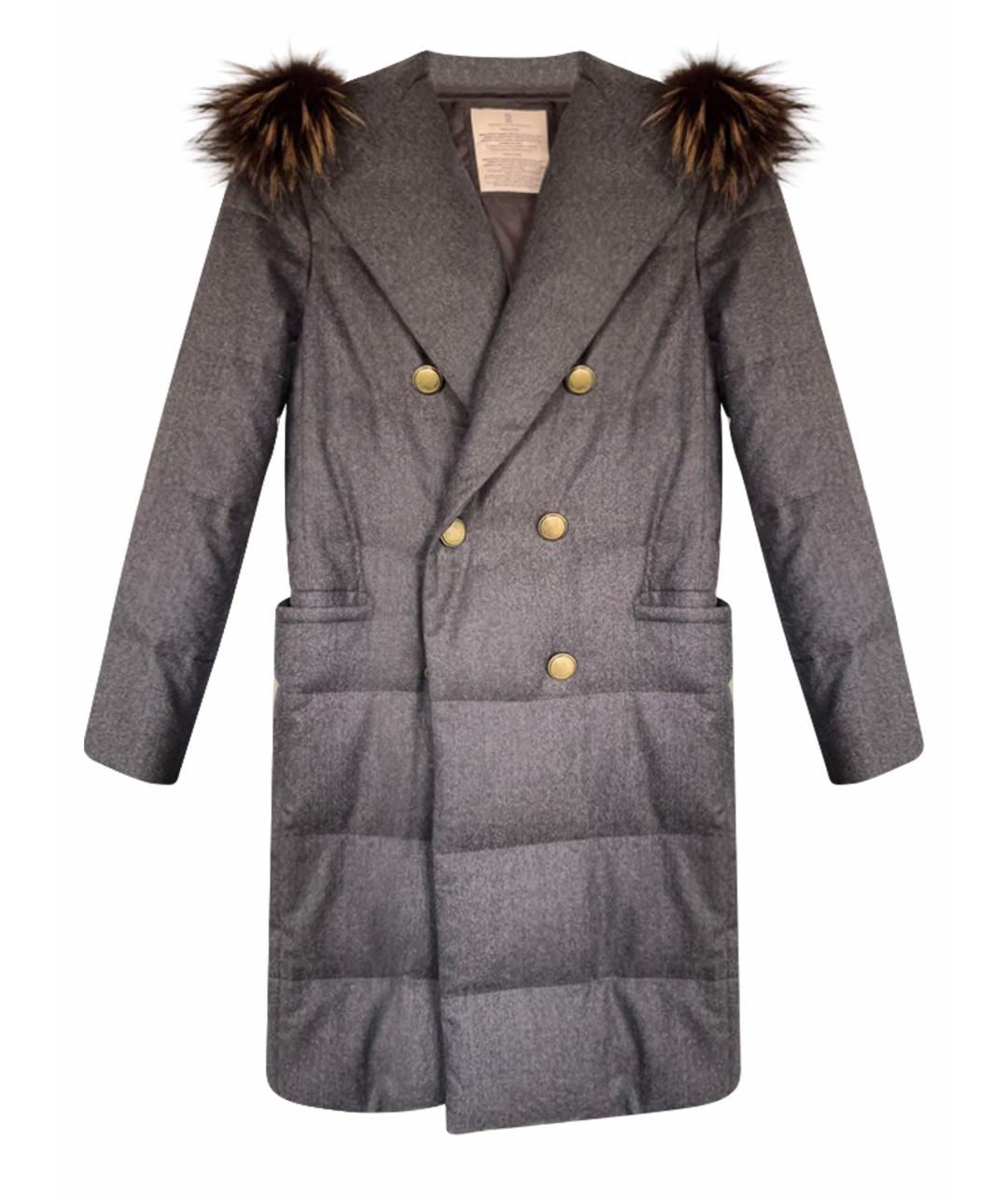 BRUNELLO CUCINELLI Антрацитовый шерстяной пуховик, фото 1