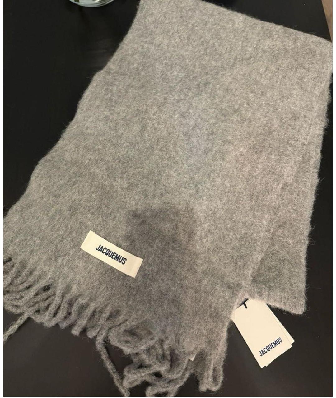 JACQUEMUS Серый шерстяной шарф, фото 2