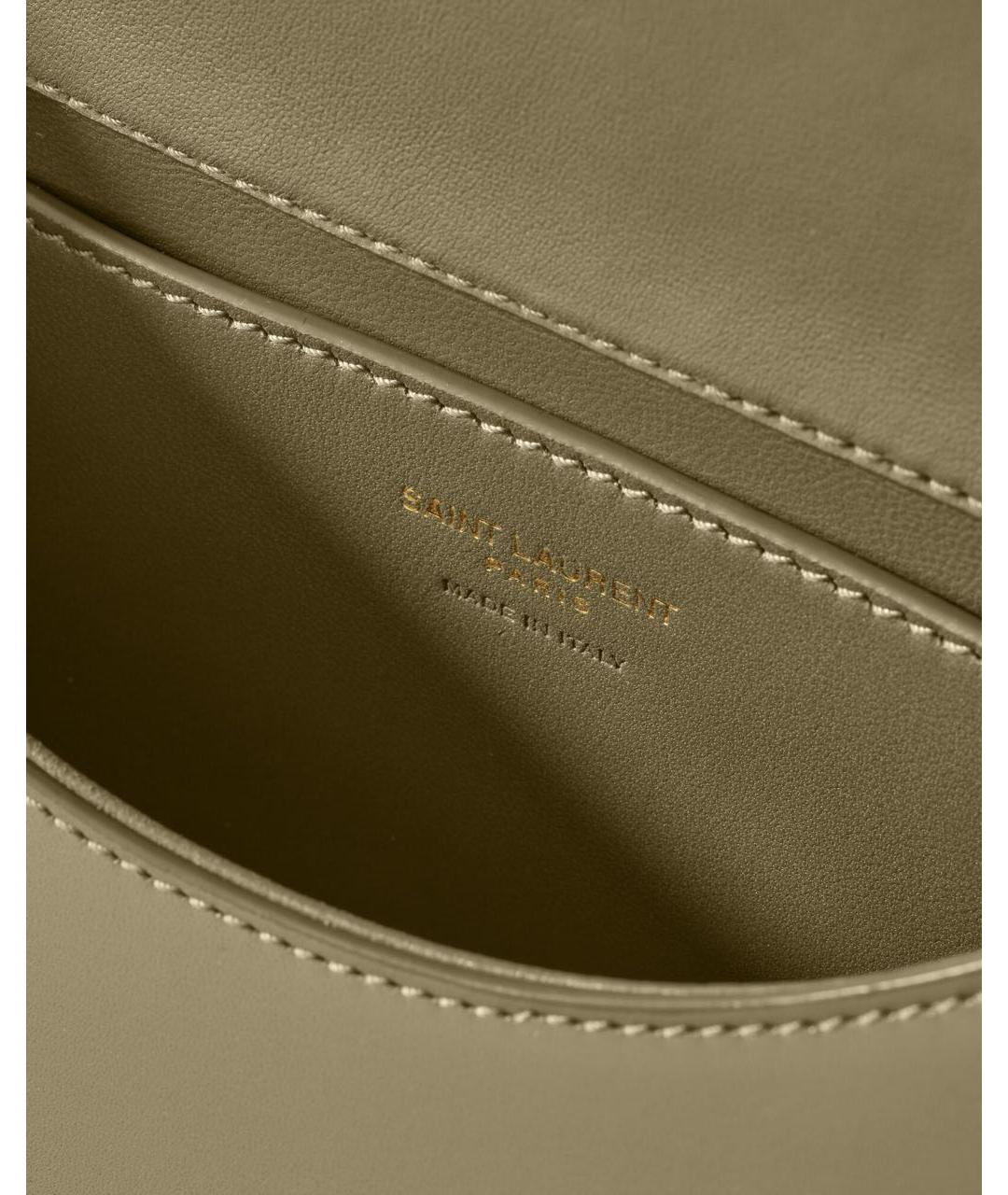 SAINT LAURENT Зеленая кожаная сумка с короткими ручками, фото 3
