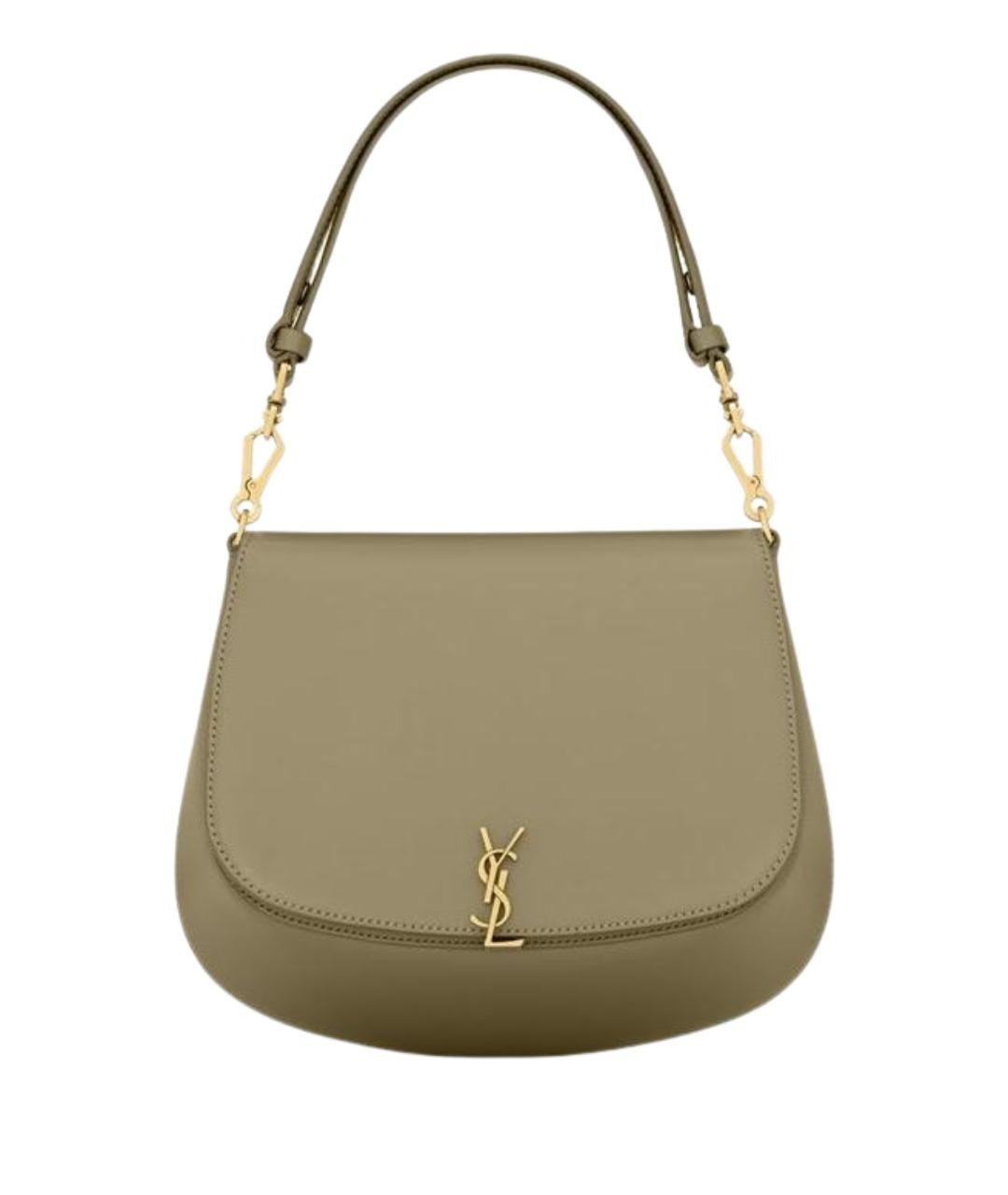 SAINT LAURENT Зеленая кожаная сумка с короткими ручками, фото 1