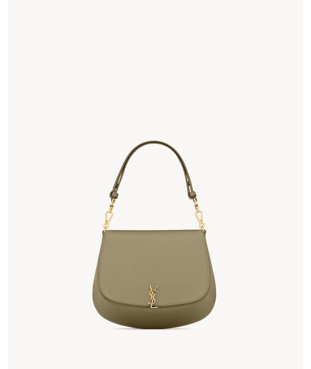 SAINT LAURENT Зеленая кожаная сумка с короткими ручками, фото 6