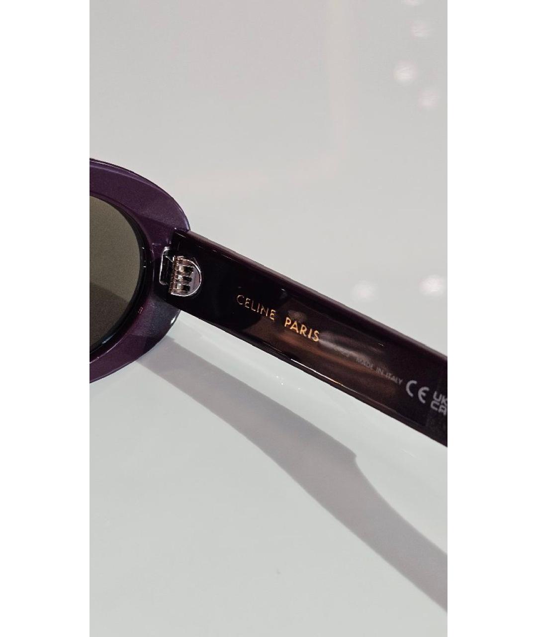 CELINE Фиолетовые солнцезащитные очки из рога буйвола, фото 6