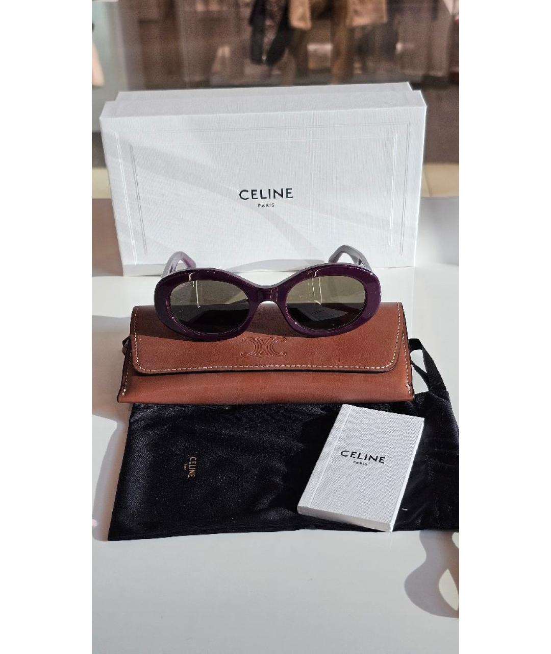 CELINE Фиолетовые солнцезащитные очки из рога буйвола, фото 4