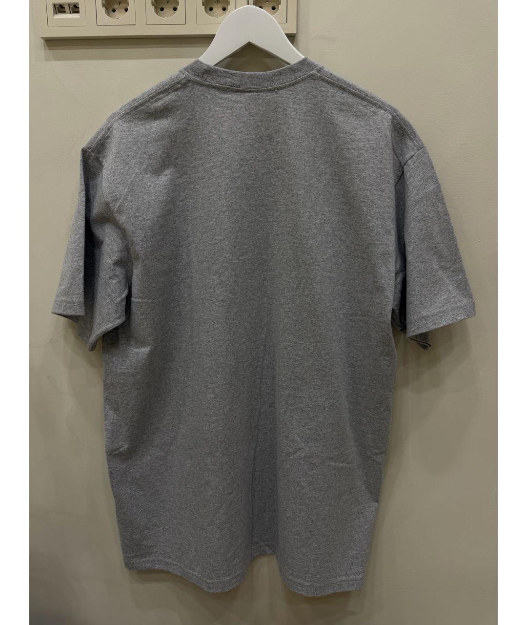 SUPREME Серая хлопковая футболка, фото 3