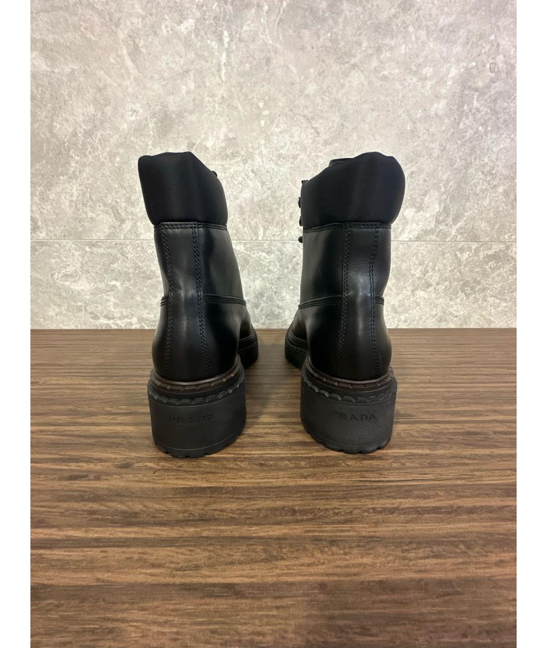 PRADA Черные кожаные ботинки, фото 2