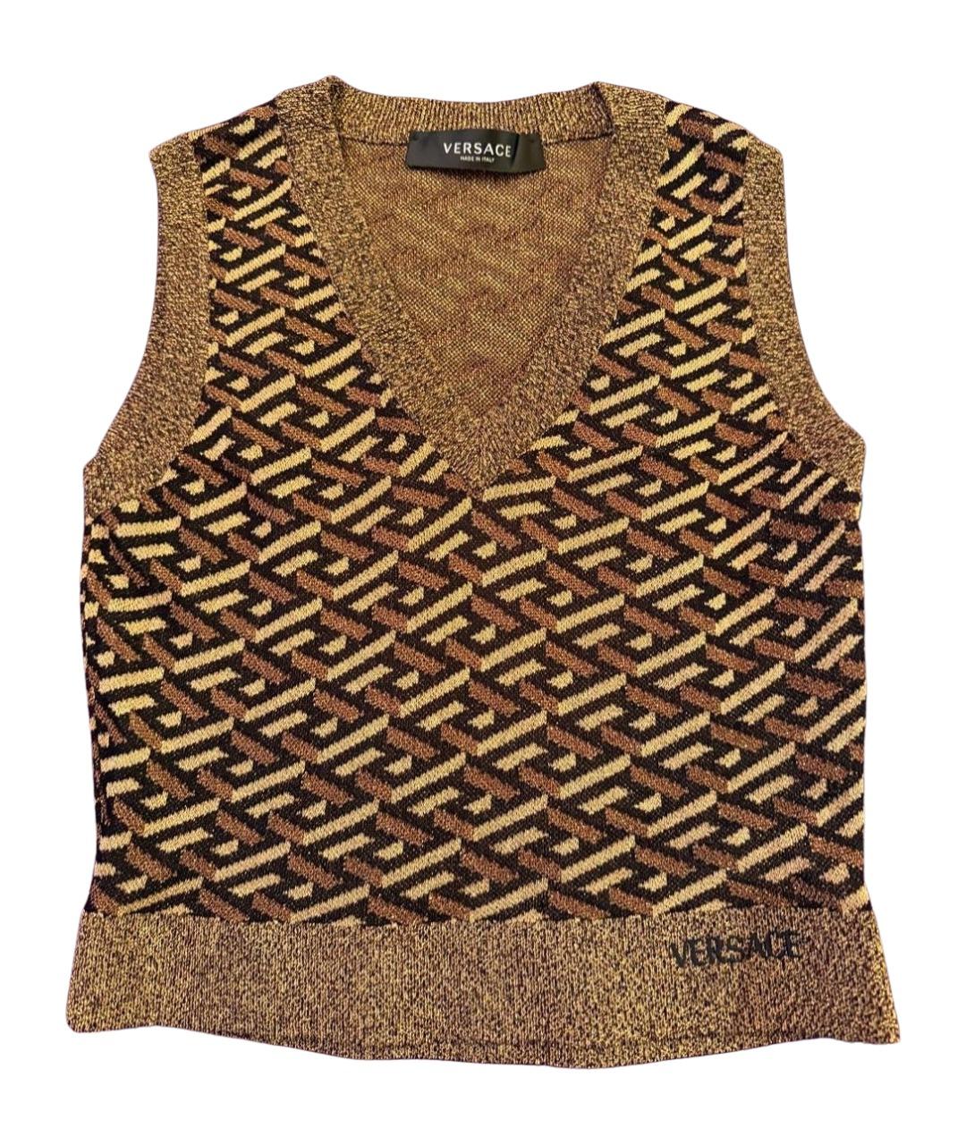VERSACE Коричневый шелковый жилет, фото 1