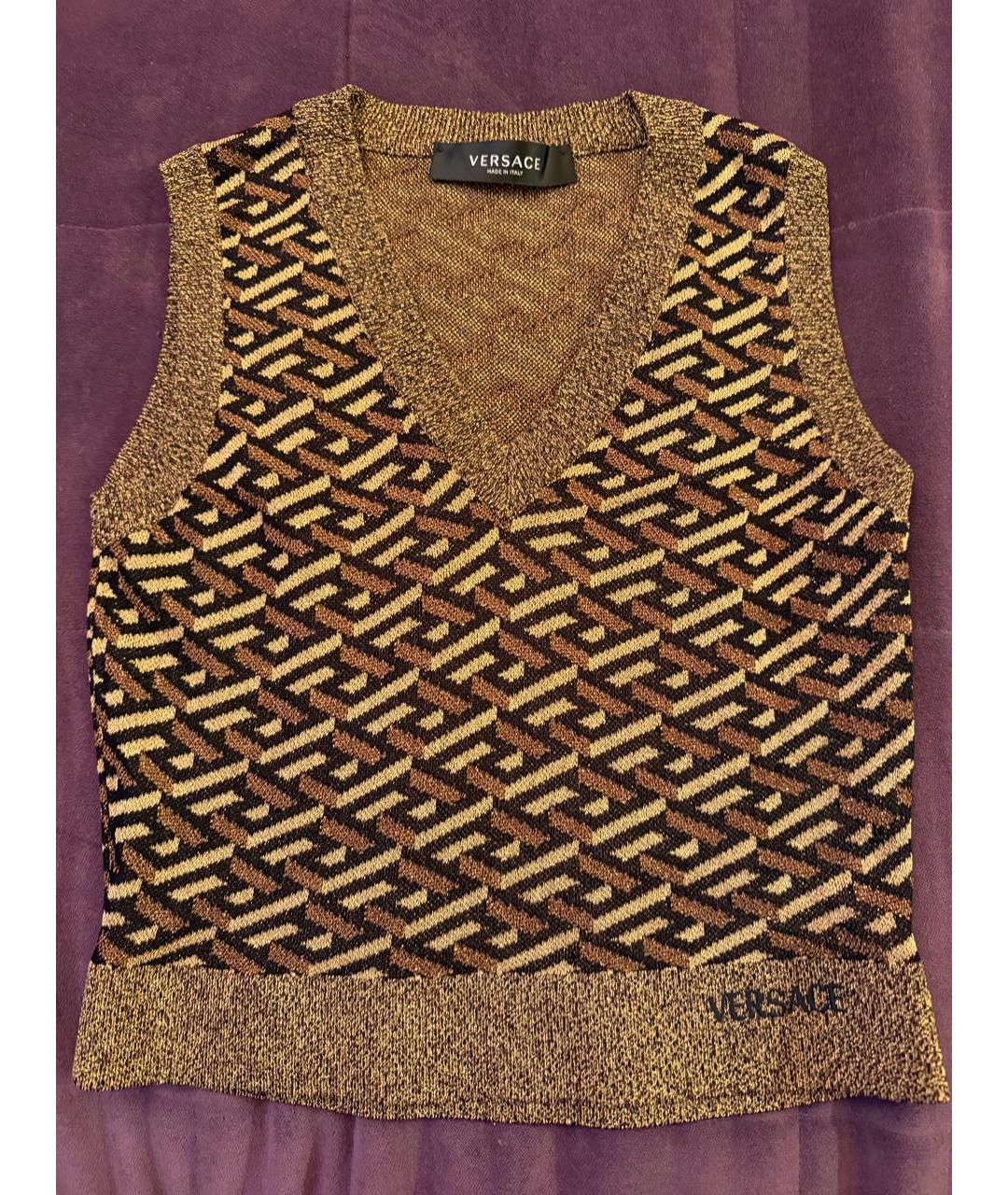 VERSACE Коричневый шелковый жилет, фото 3