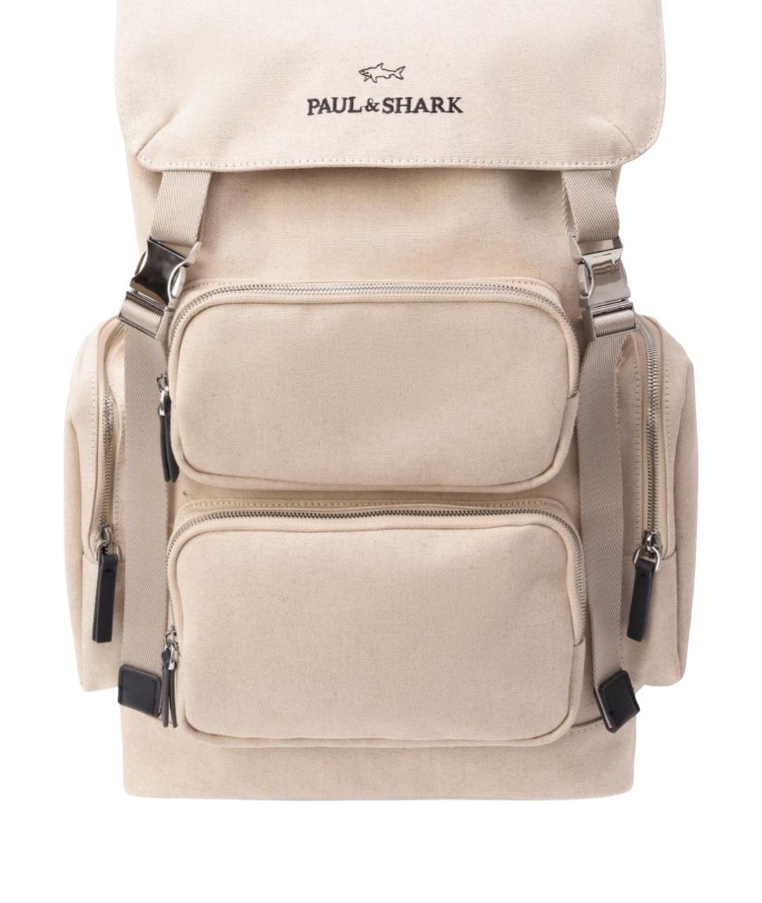 PAUL & SHARK Бежевый хлопковый рюкзак, фото 10