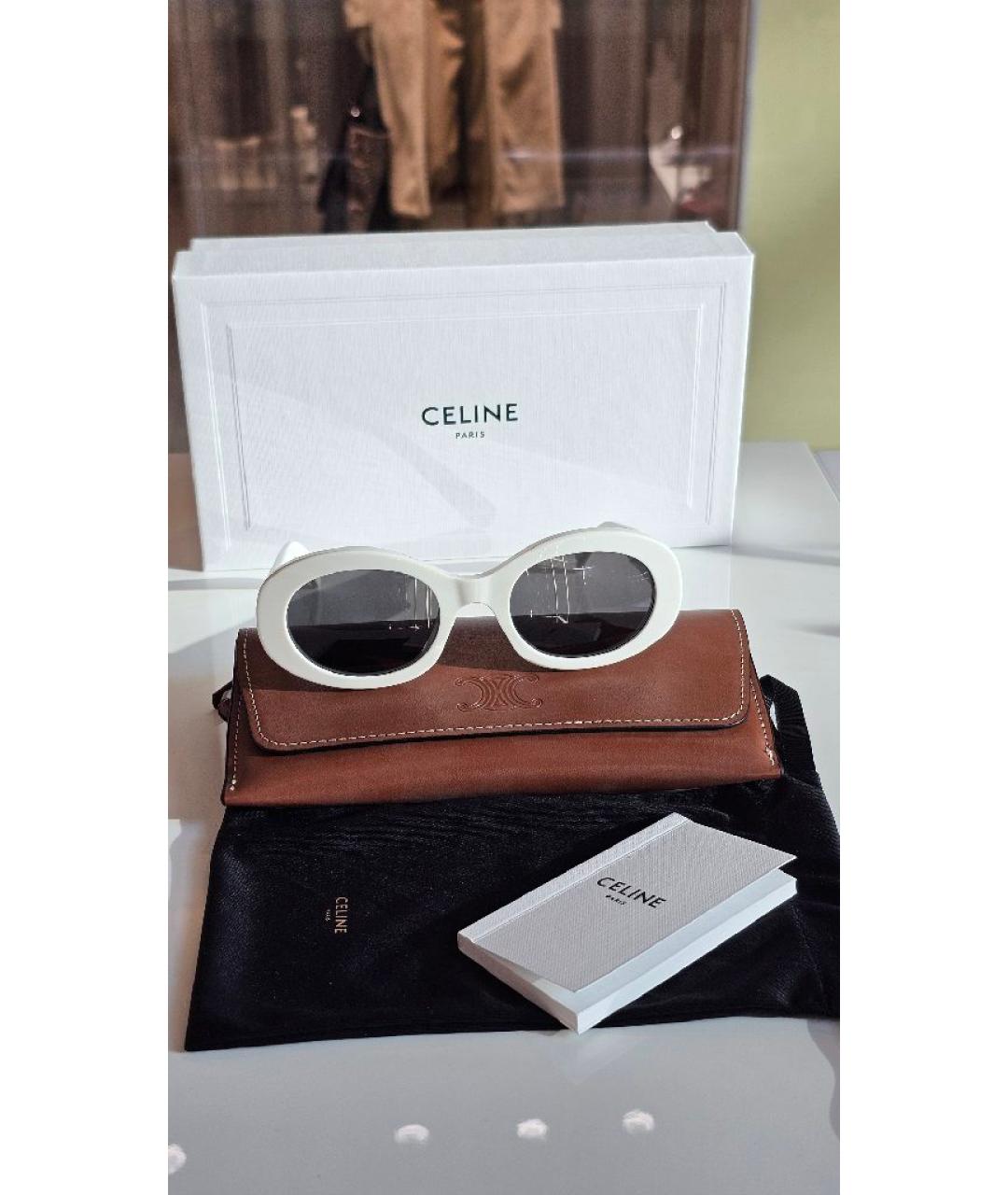 CELINE Белые пластиковые солнцезащитные очки, фото 4