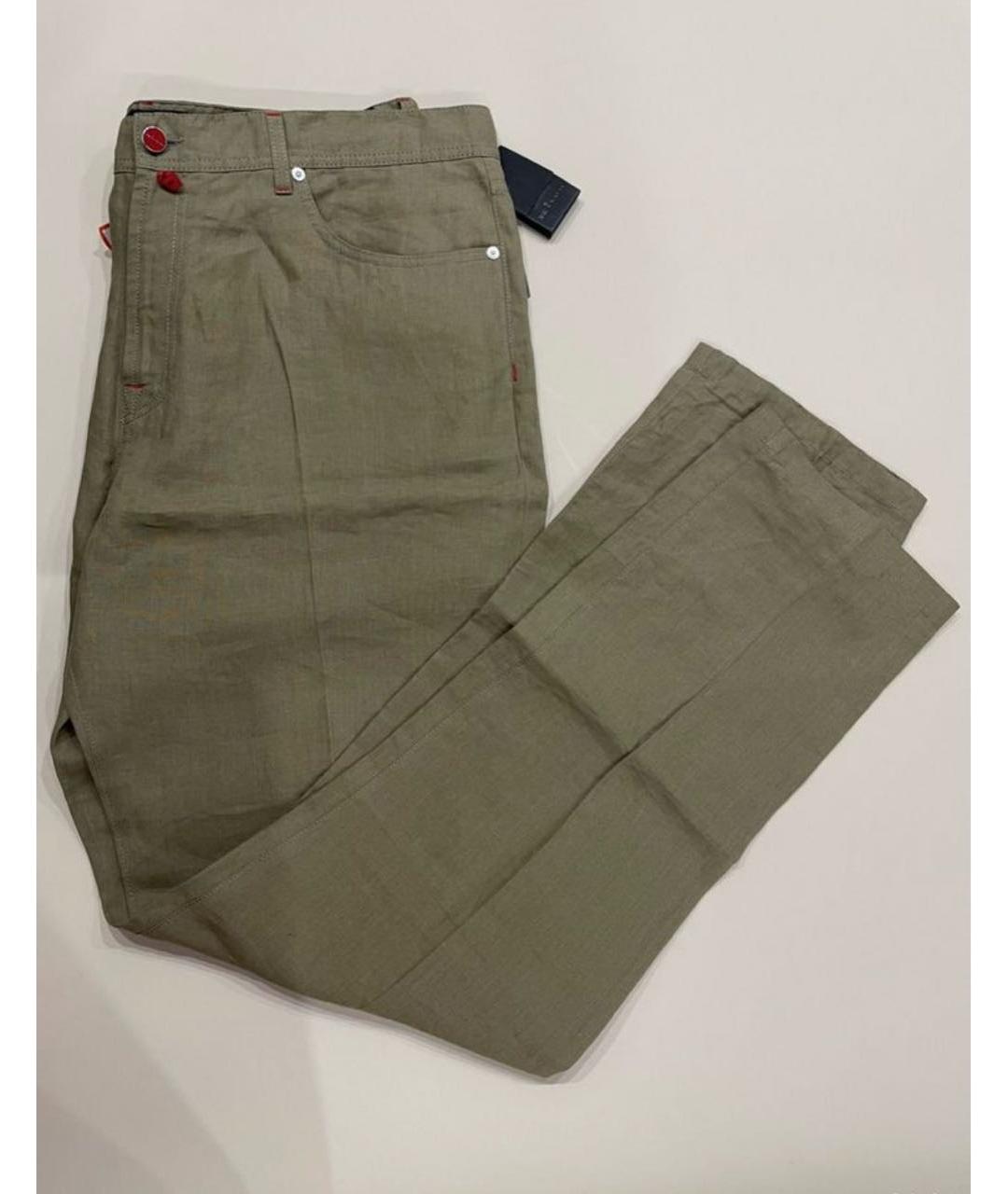 KITON Бежевые льняные повседневные брюки, фото 4