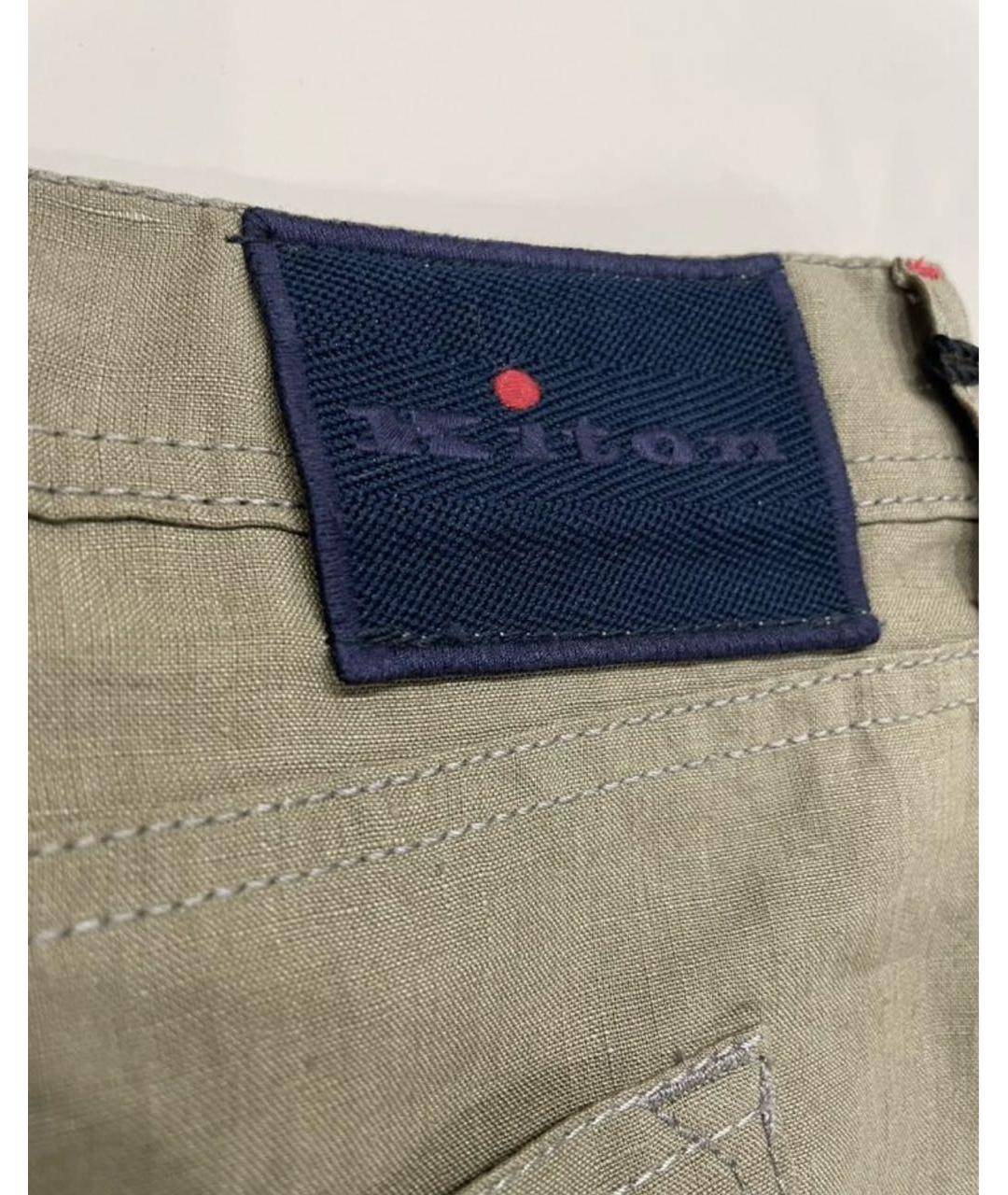 KITON Бежевые льняные повседневные брюки, фото 7