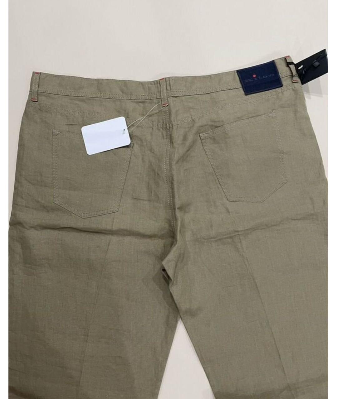 KITON Бежевые льняные повседневные брюки, фото 6