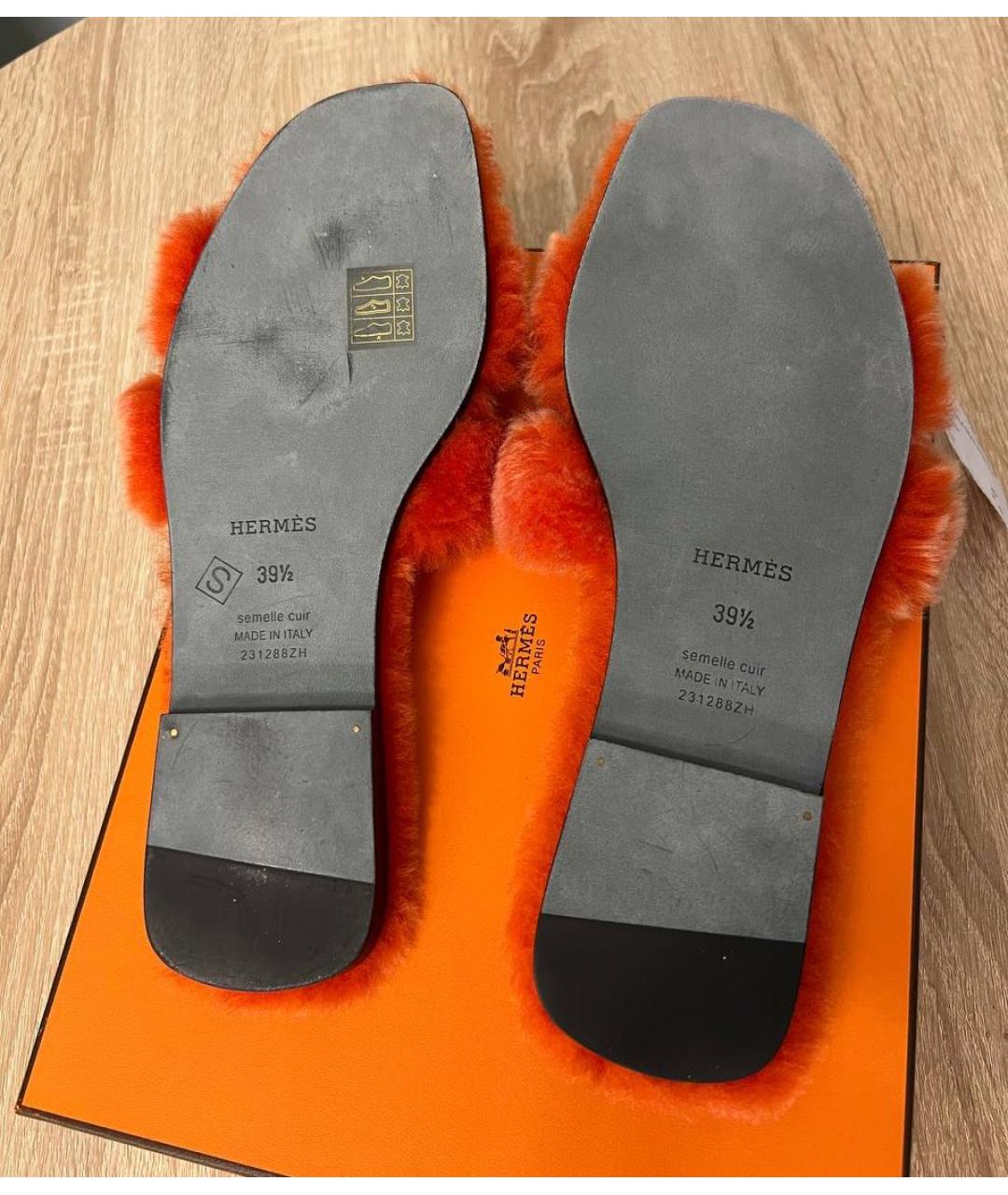 HERMES Оранжевое шлепанцы, фото 5