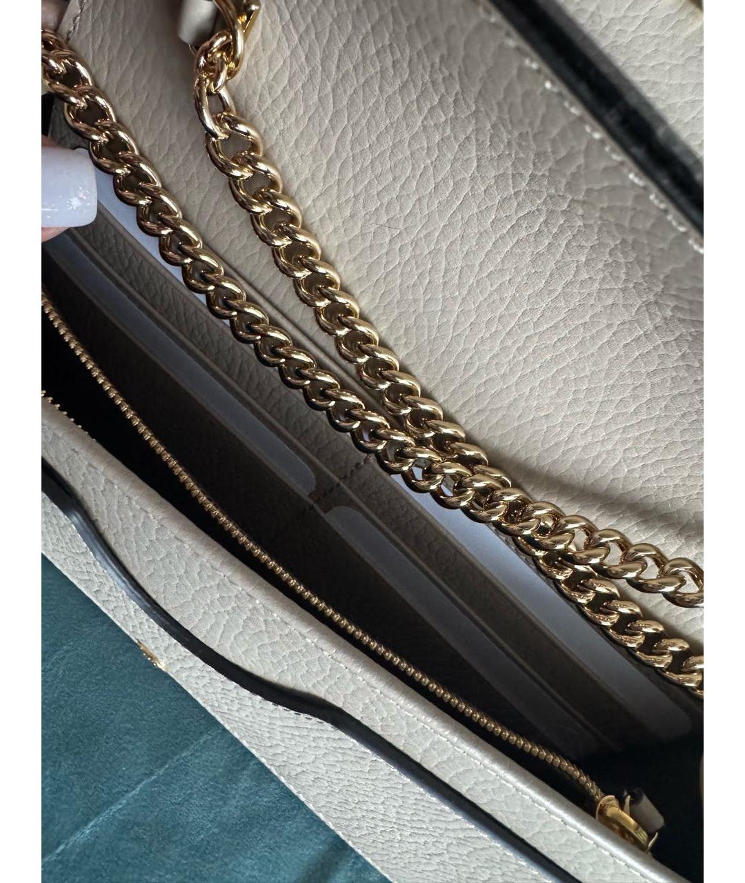 GUCCI Бежевая кожаная сумка через плечо, фото 5