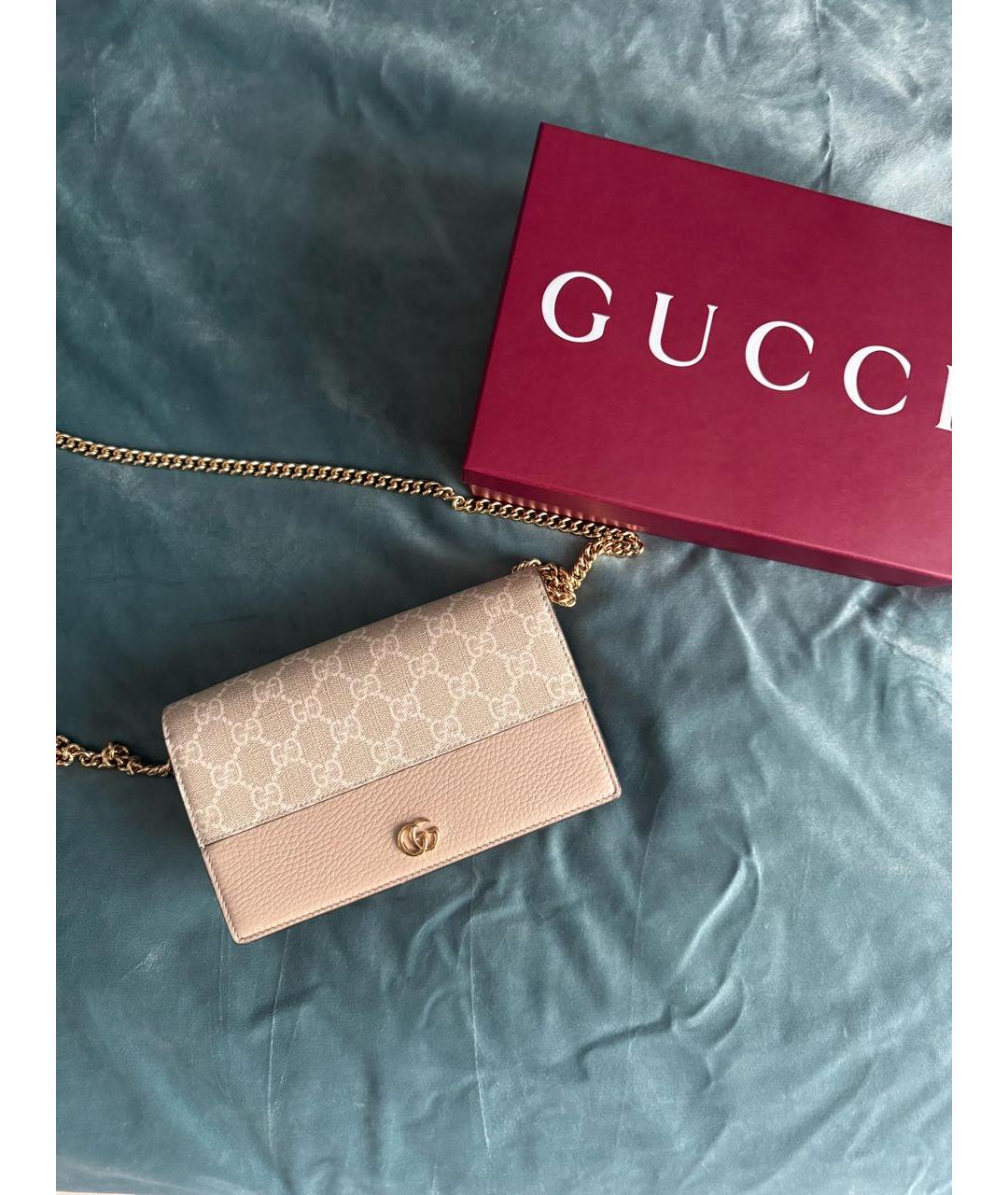 GUCCI Бежевая кожаная сумка через плечо, фото 2