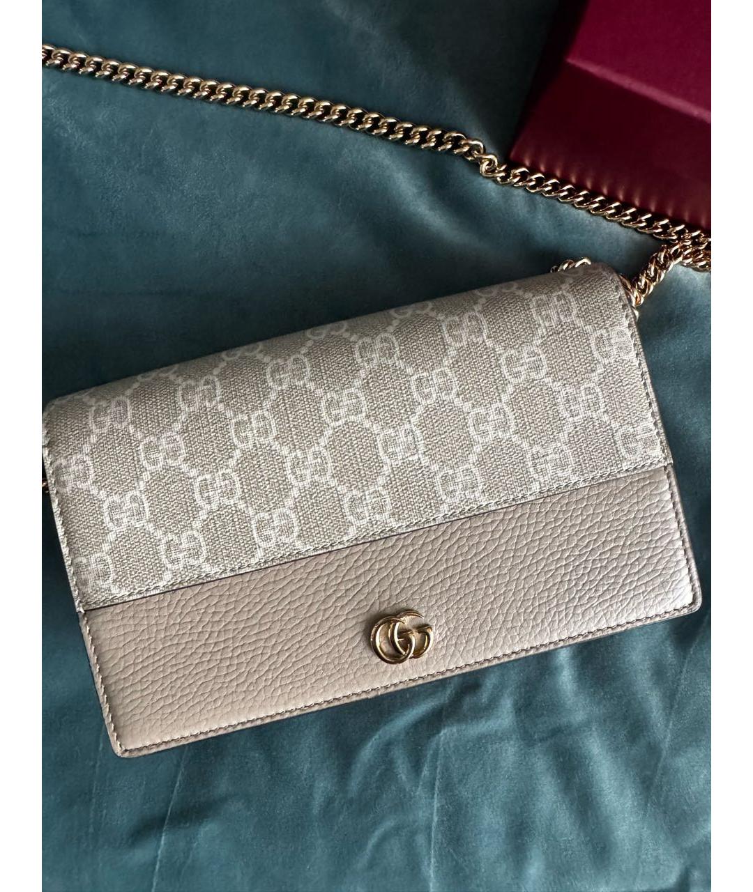 GUCCI Бежевая кожаная сумка через плечо, фото 6