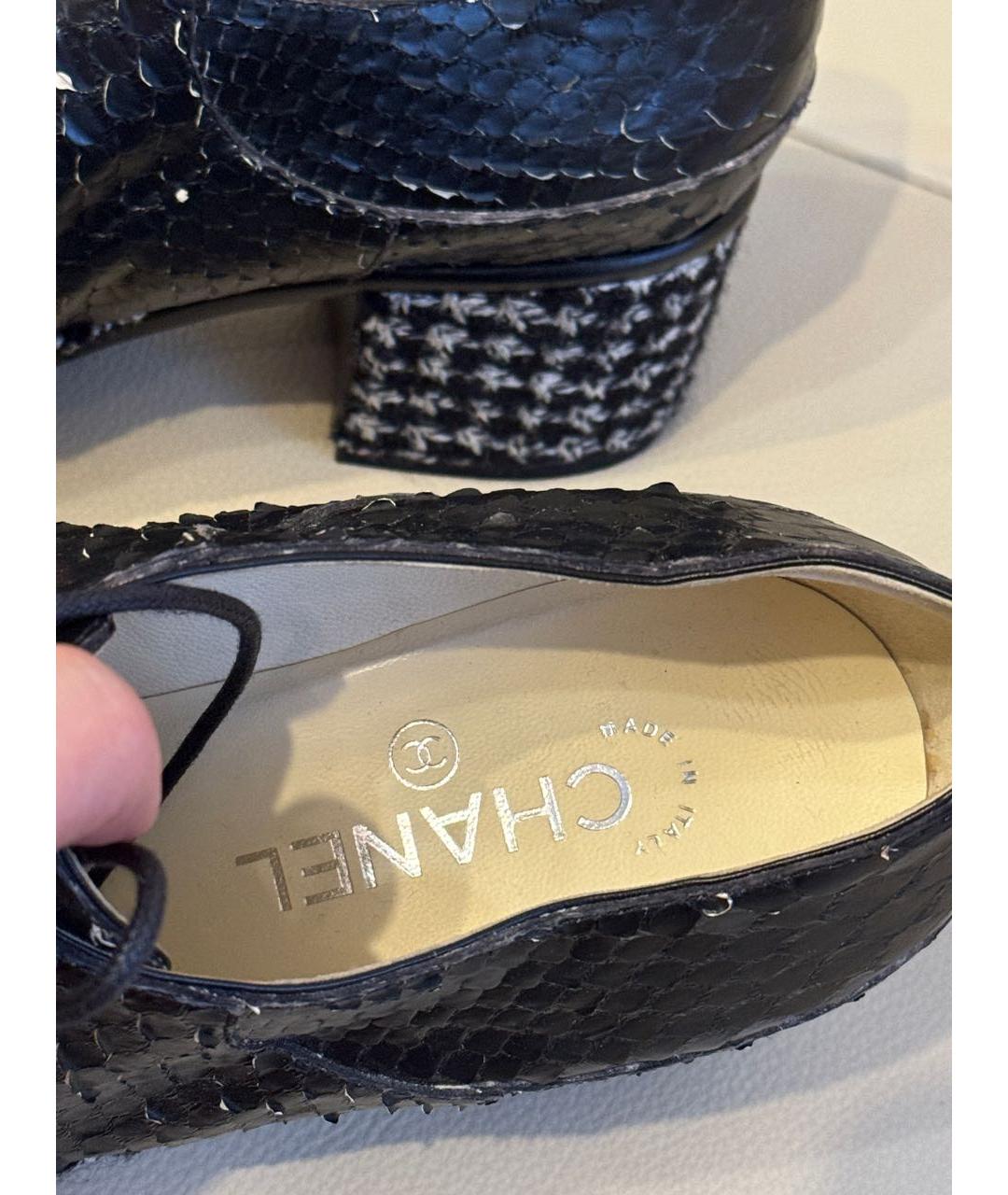 CHANEL Черные кожаные брогги и оксфорды, фото 6