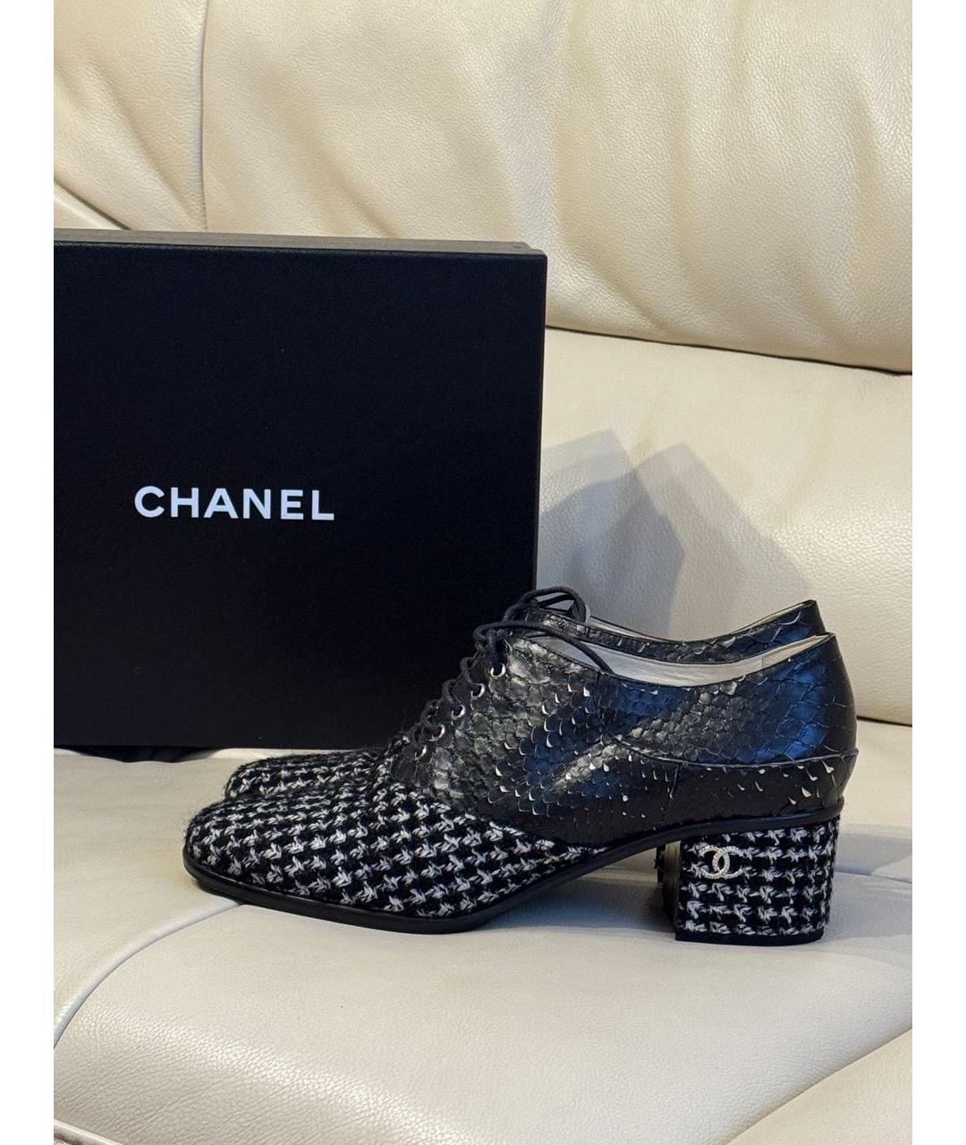 CHANEL Черные кожаные брогги и оксфорды, фото 9