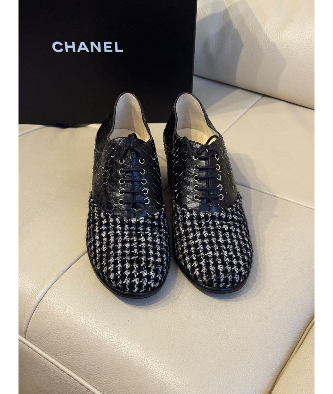 CHANEL Черные кожаные брогги и оксфорды, фото 5