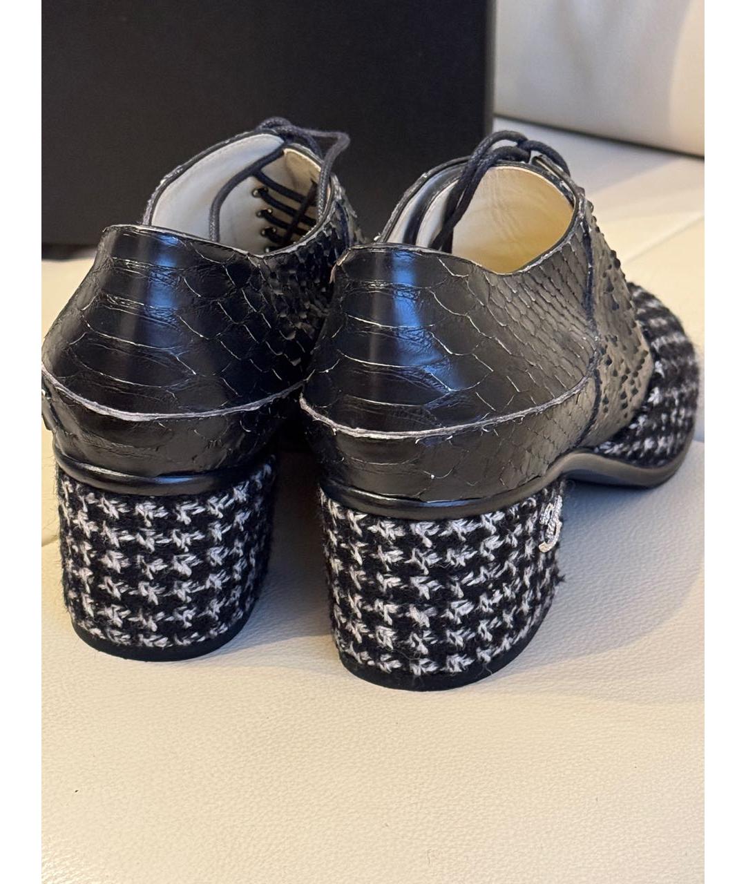 CHANEL Черные кожаные брогги и оксфорды, фото 3