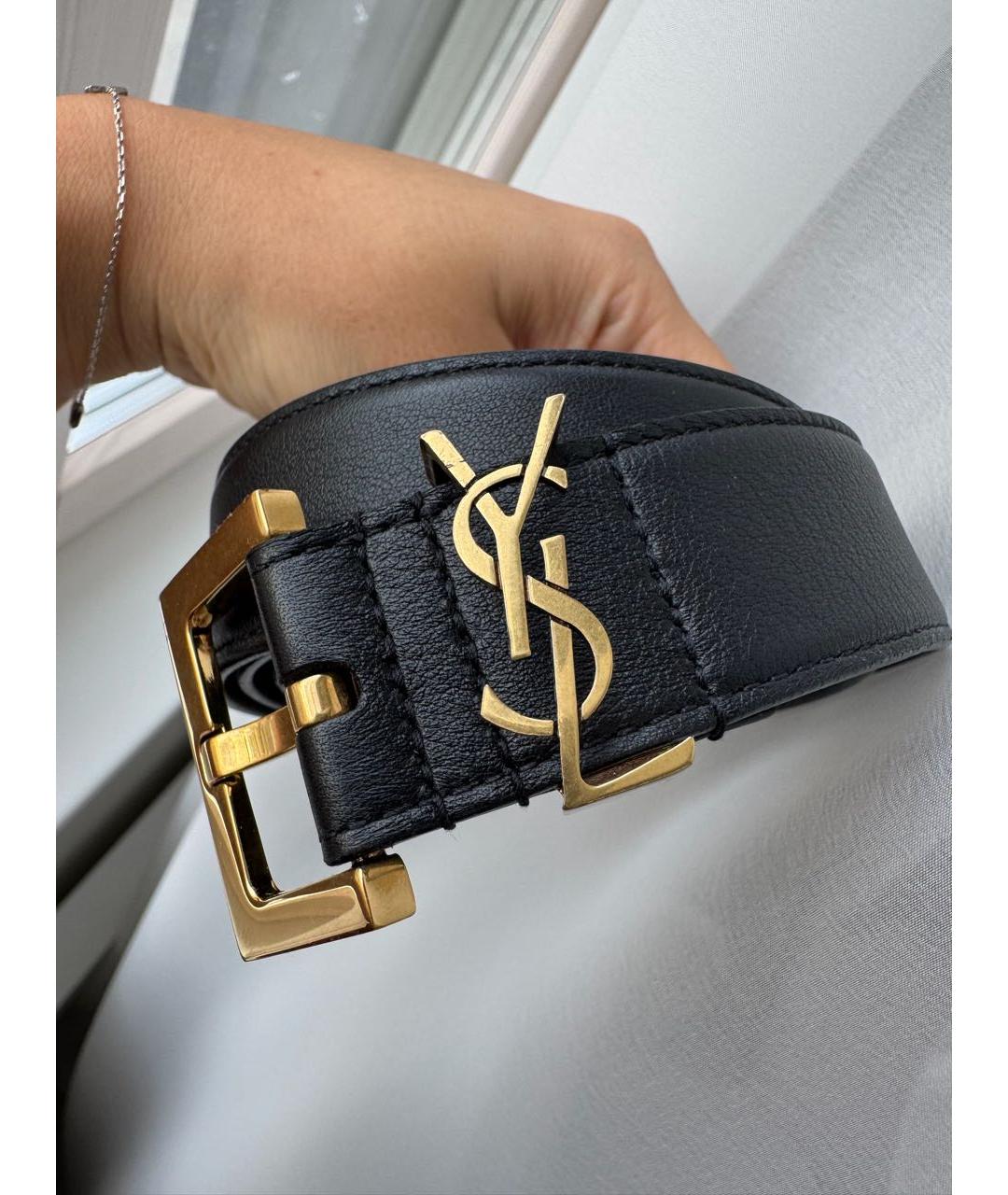 SAINT LAURENT Черный кожаный ремень, фото 5