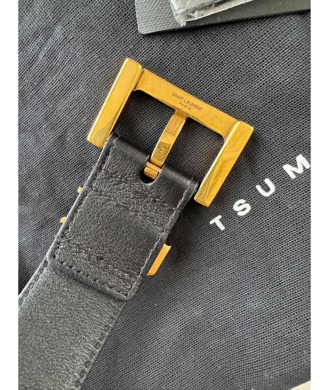 SAINT LAURENT Черный кожаный ремень, фото 4