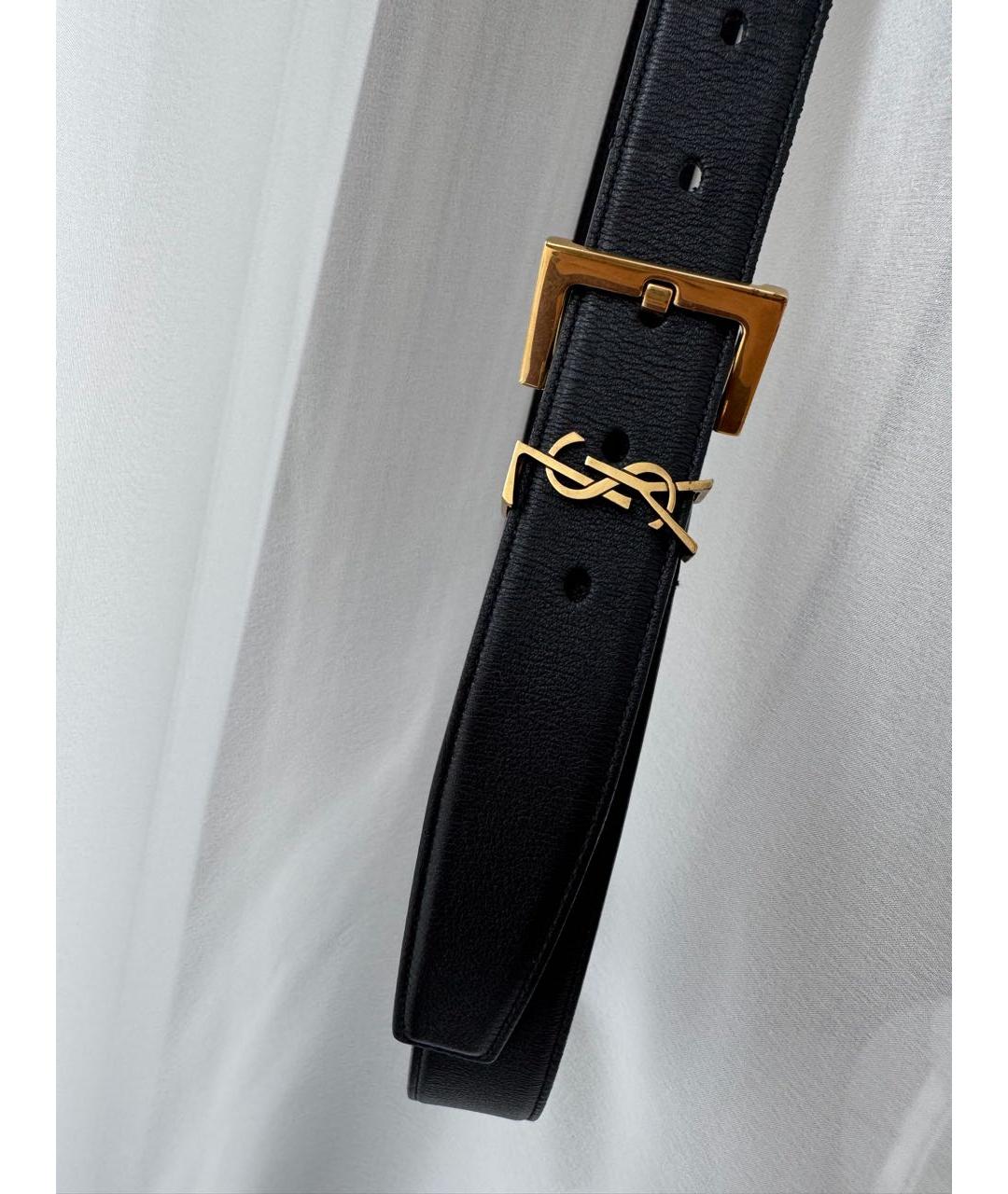 SAINT LAURENT Черный кожаный ремень, фото 2