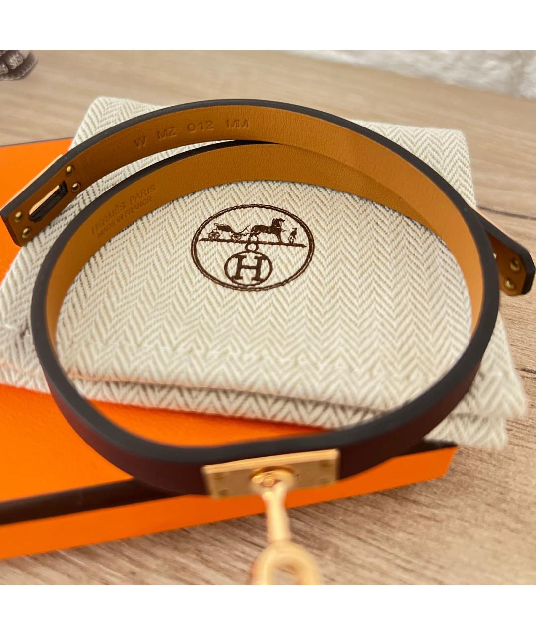 HERMES Коричневый кожаный браслет, фото 3