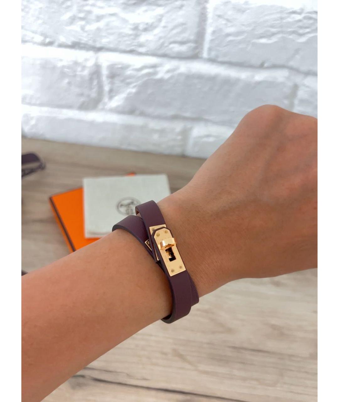 HERMES Коричневый кожаный браслет, фото 4