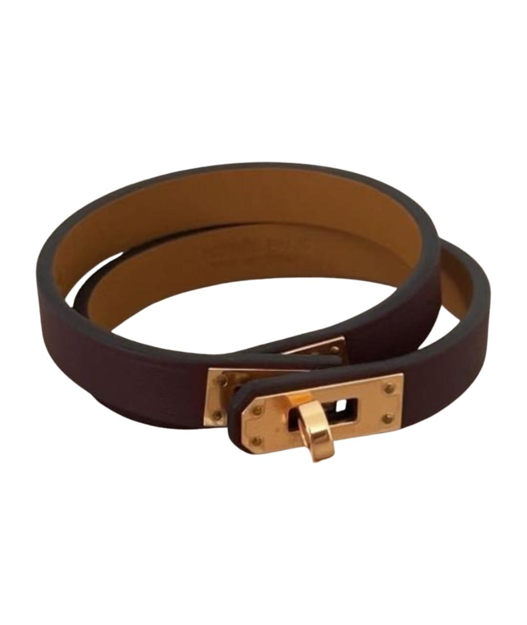 HERMES Коричневый кожаный браслет, фото 1