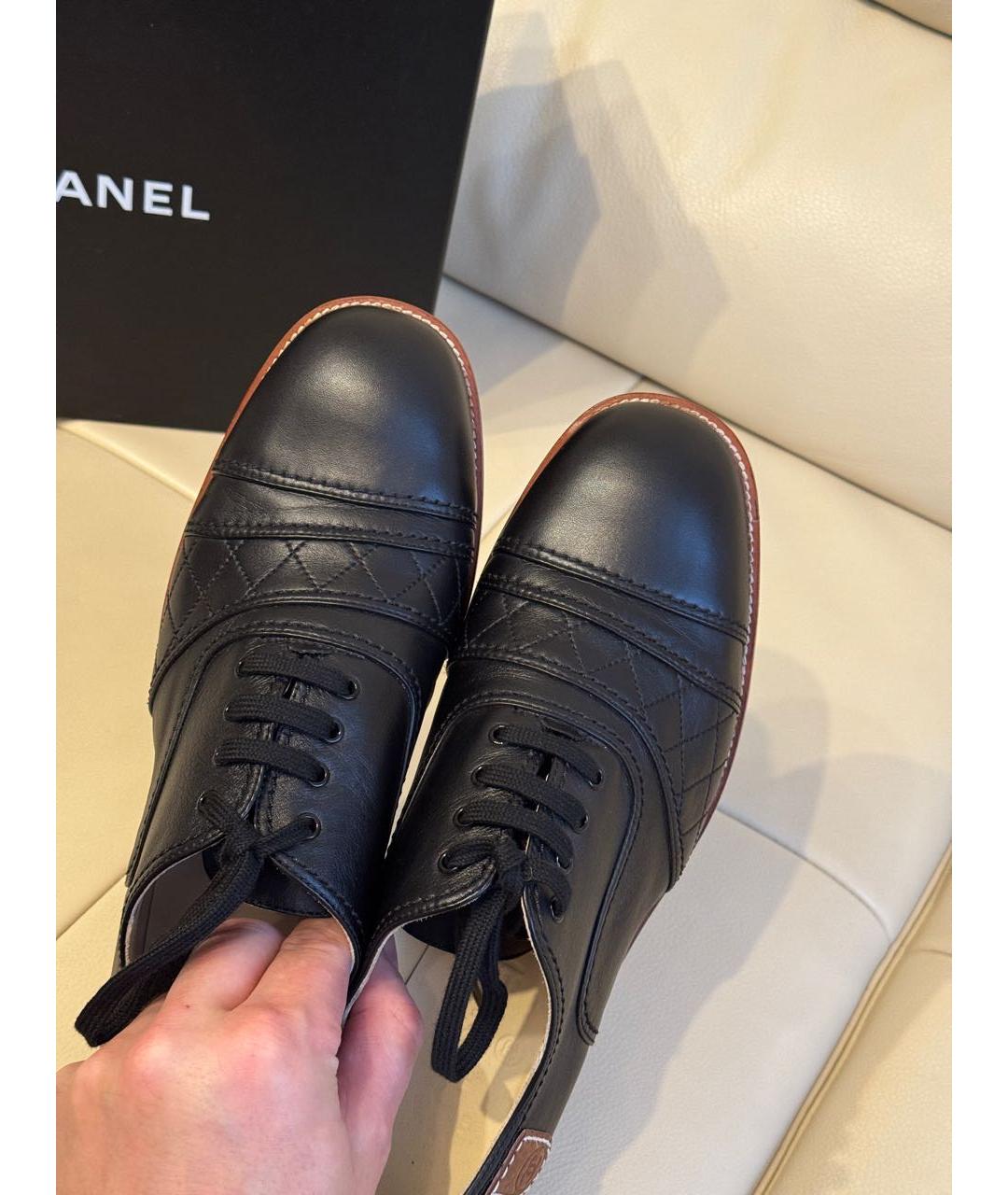 CHANEL Черные кожаные брогги и оксфорды, фото 6