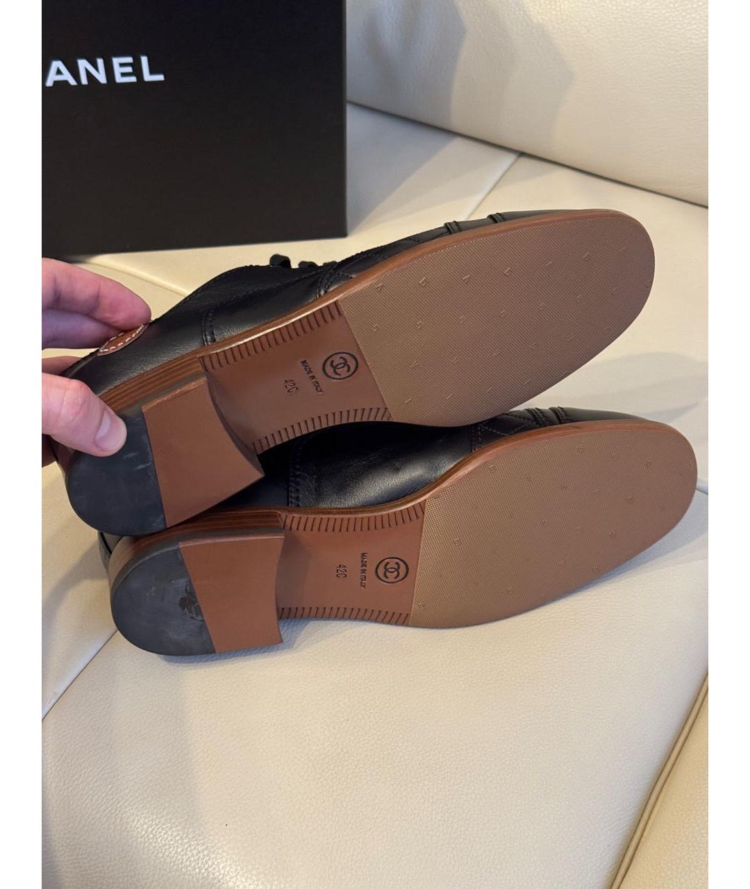 CHANEL Черные кожаные брогги и оксфорды, фото 7