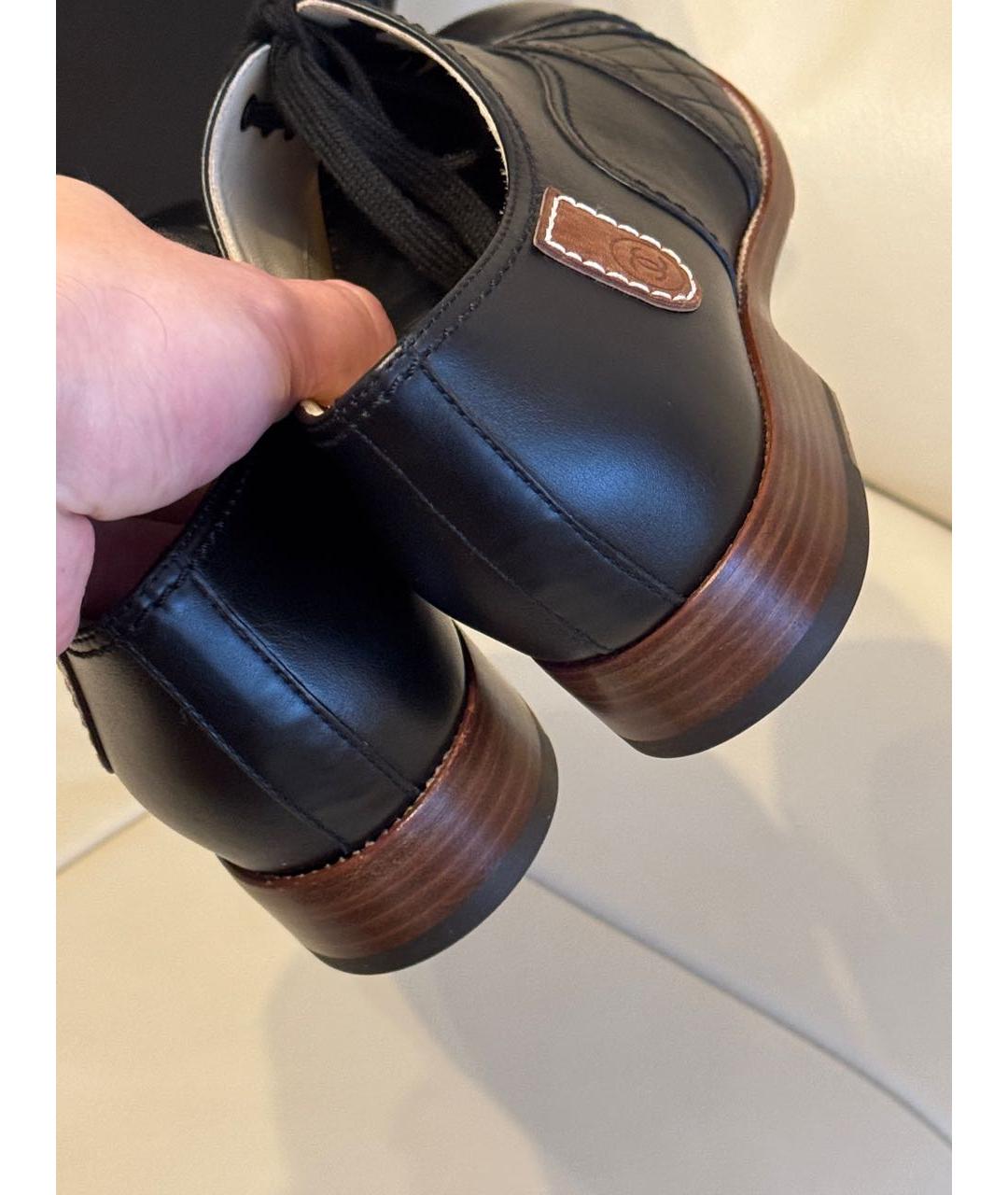 CHANEL Черные кожаные брогги и оксфорды, фото 5