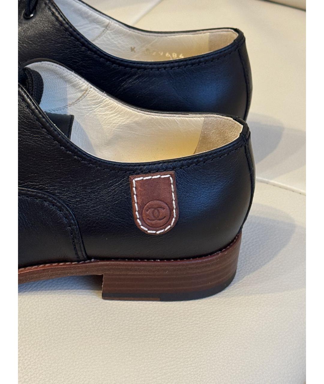 CHANEL Черные кожаные брогги и оксфорды, фото 2