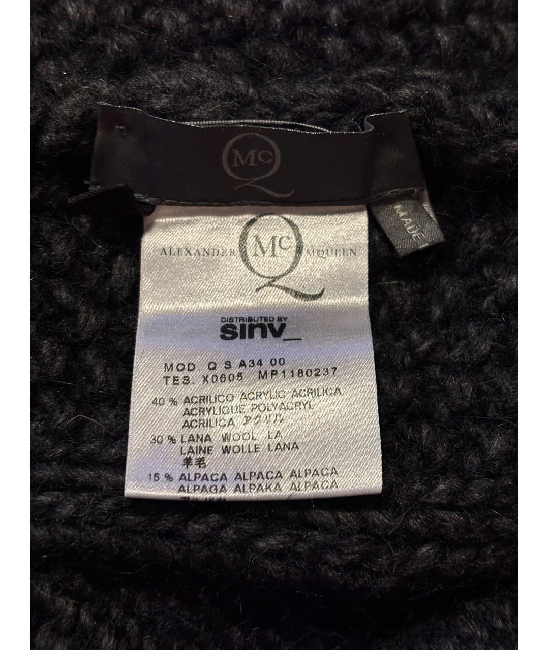 ALEXANDER MCQUEEN Антрацитовая шерстяная шапка, фото 3