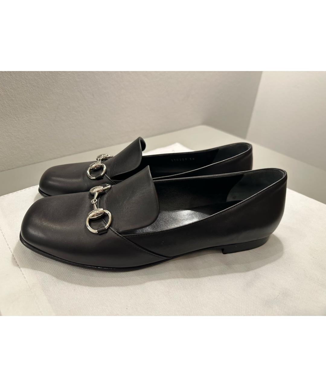 GUCCI Черные кожаные лоферы, фото 6
