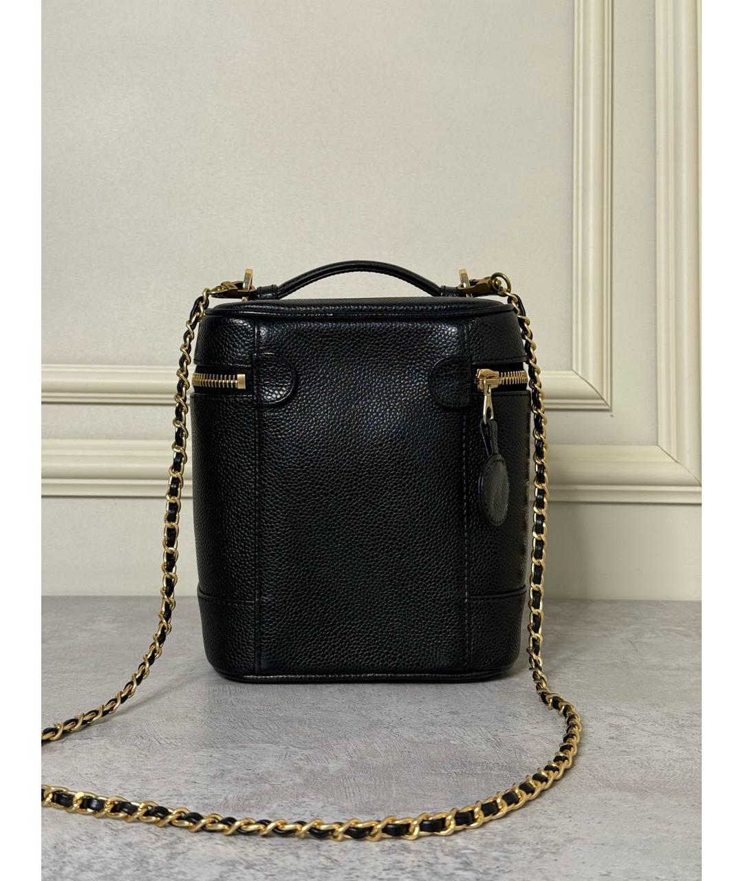 CHANEL Черная кожаная сумка с короткими ручками, фото 5