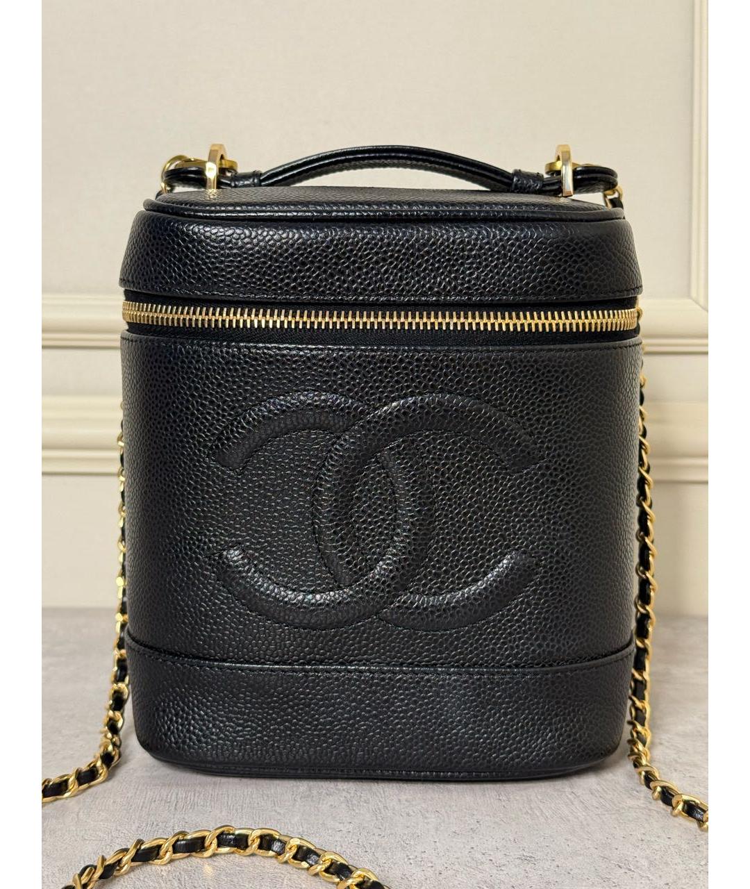 CHANEL Черная кожаная сумка с короткими ручками, фото 8